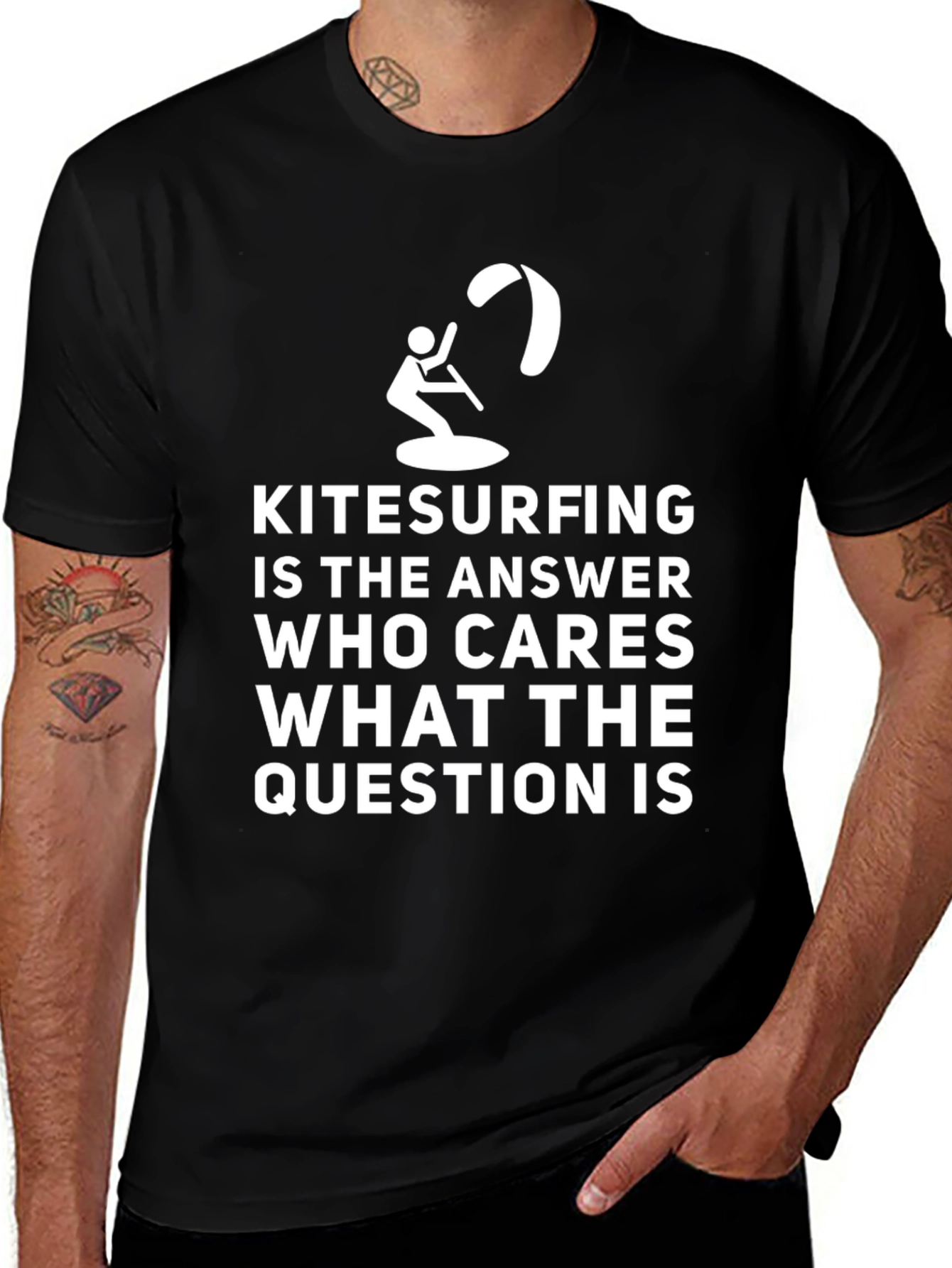 Kitesurfing Answer T-Shirt: Black Graphic Tee