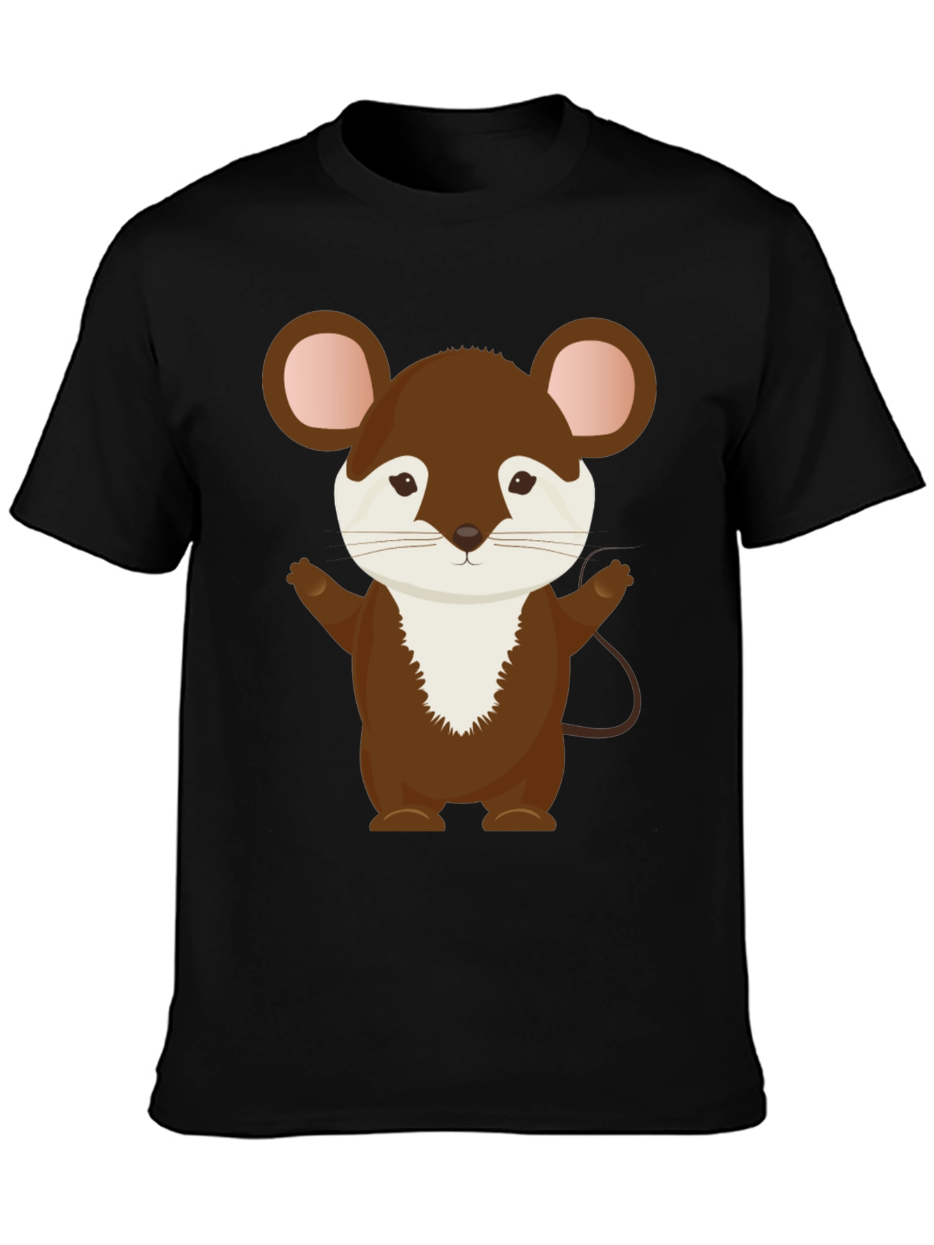 Cute Cartoon Mouse Black T-Shirt