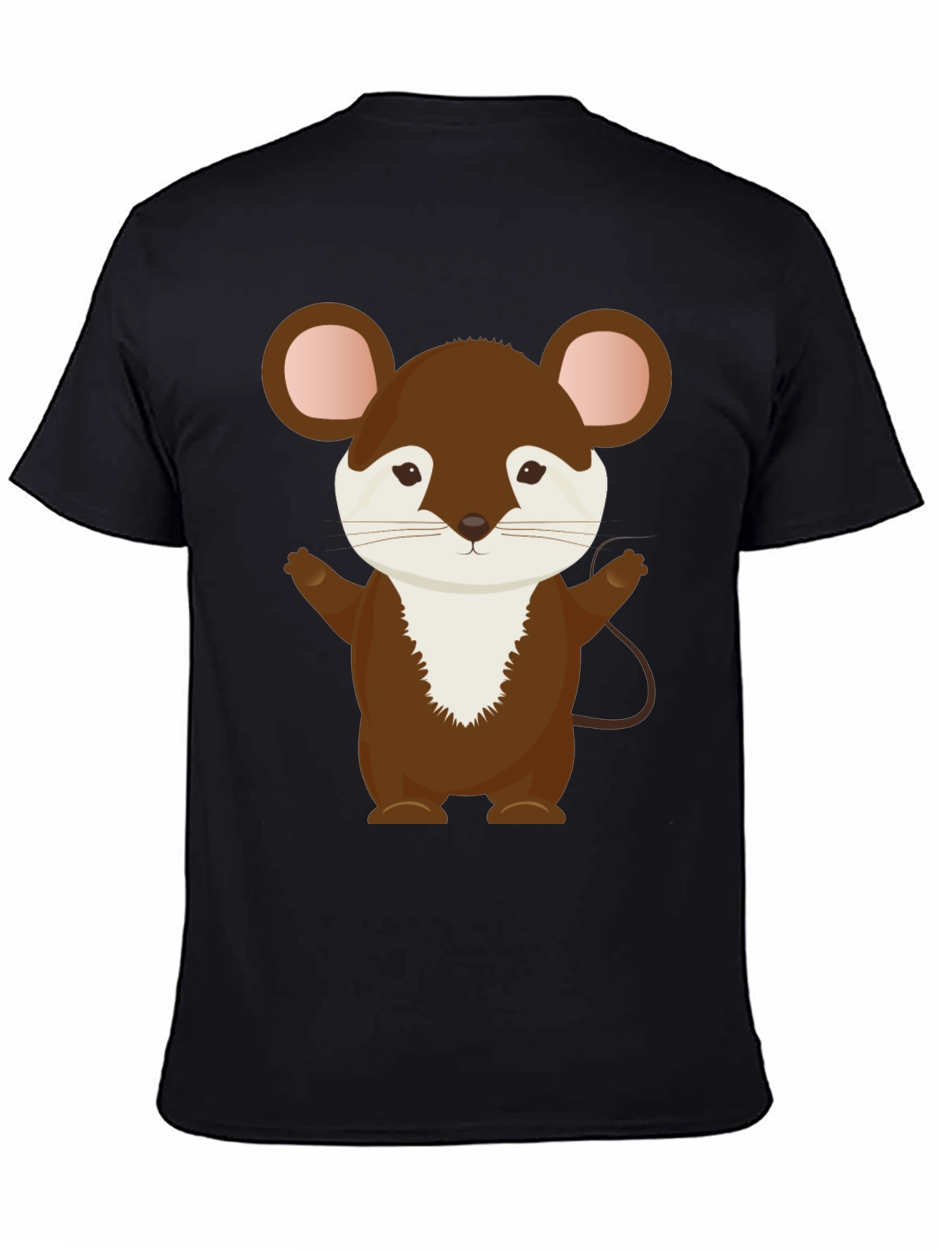 Cute Cartoon Mouse Black T-Shirt
