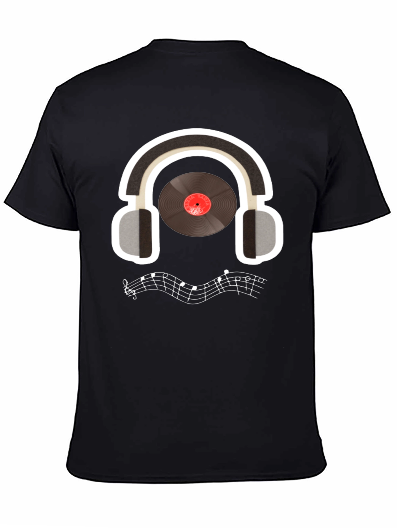 Music Lover T-Shirt: Headphones & Vinyl Design