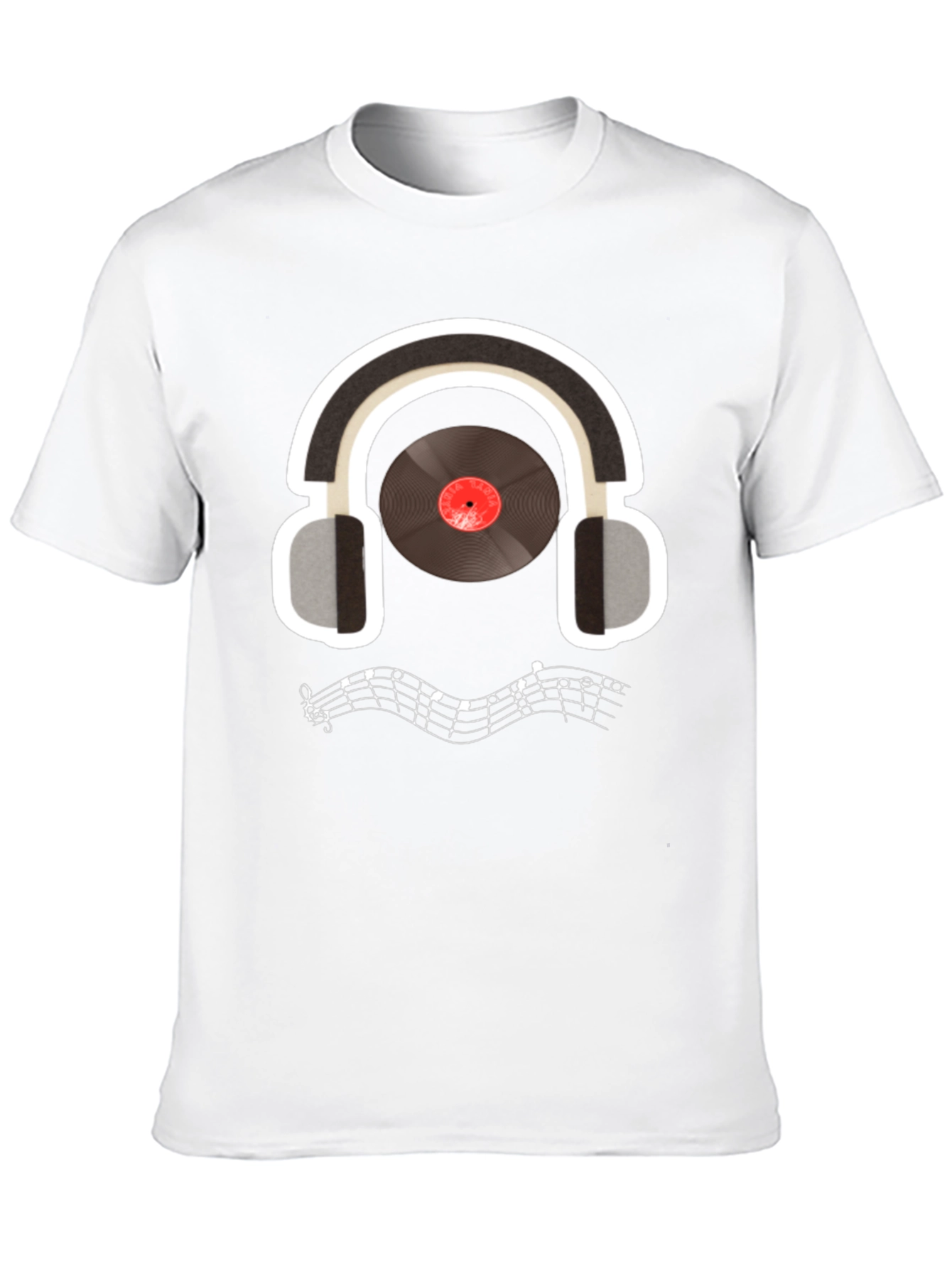 Music Lover T-Shirt: Headphones & Vinyl Design