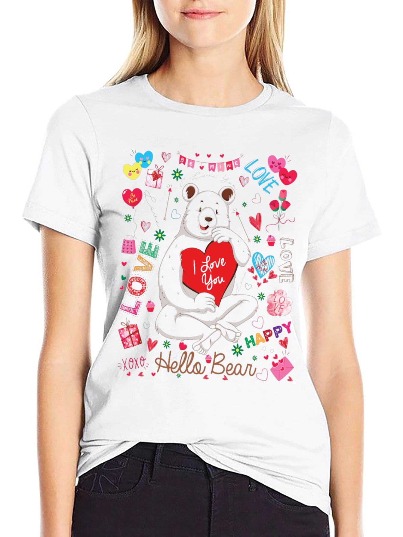 Valentines Day Bear Graphic Tee - Hello Bear!