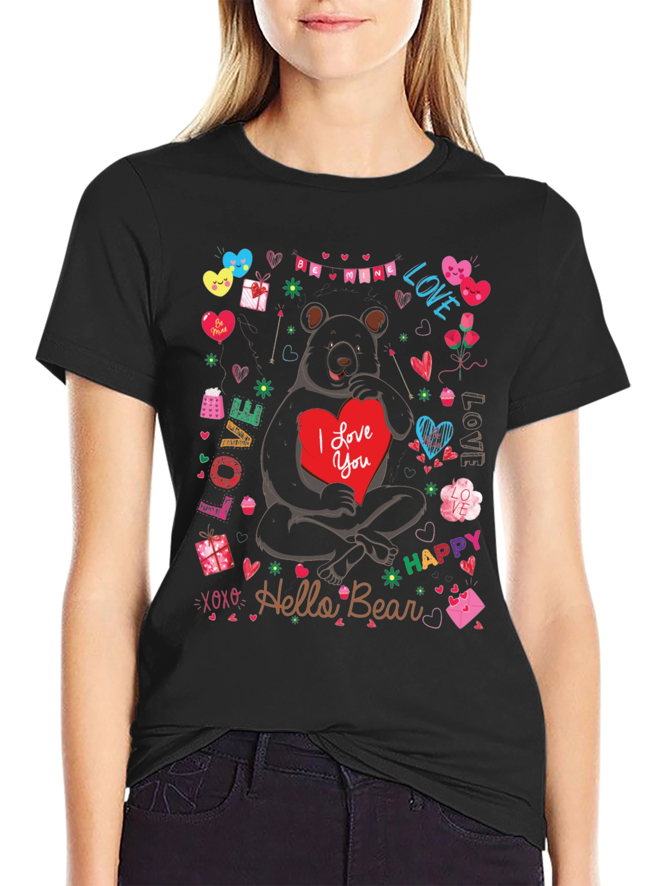 Valentines Day Bear Graphic Tee - Hello Bear!