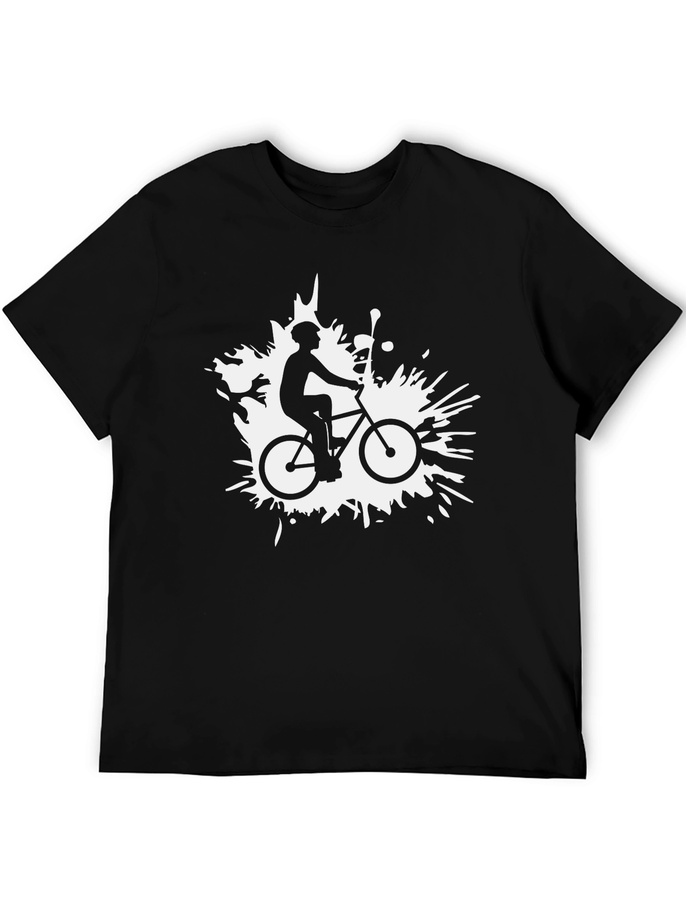Mens Black T-Shirt with Bicycle Design