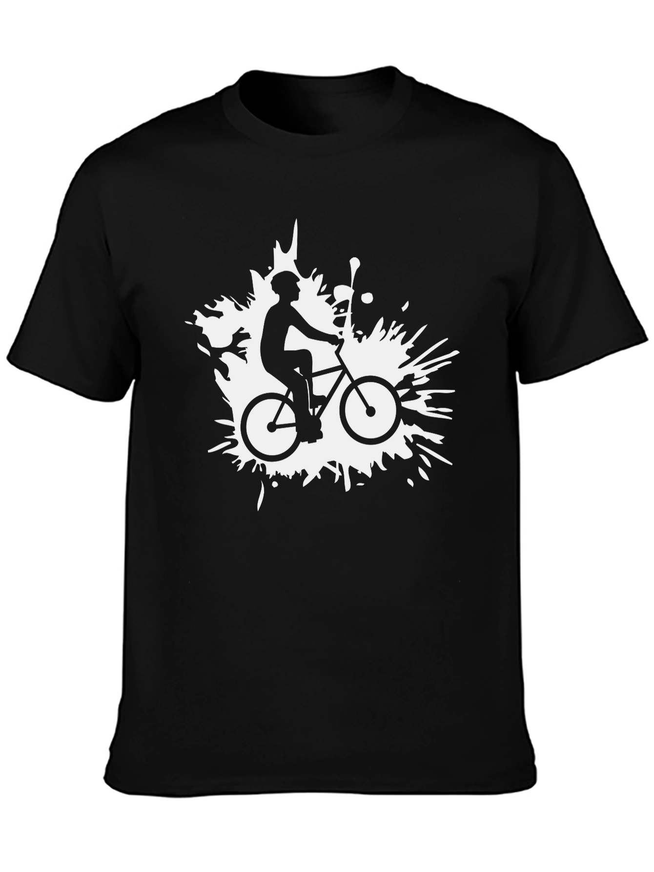 Mens Black T-Shirt with Bicycle Design