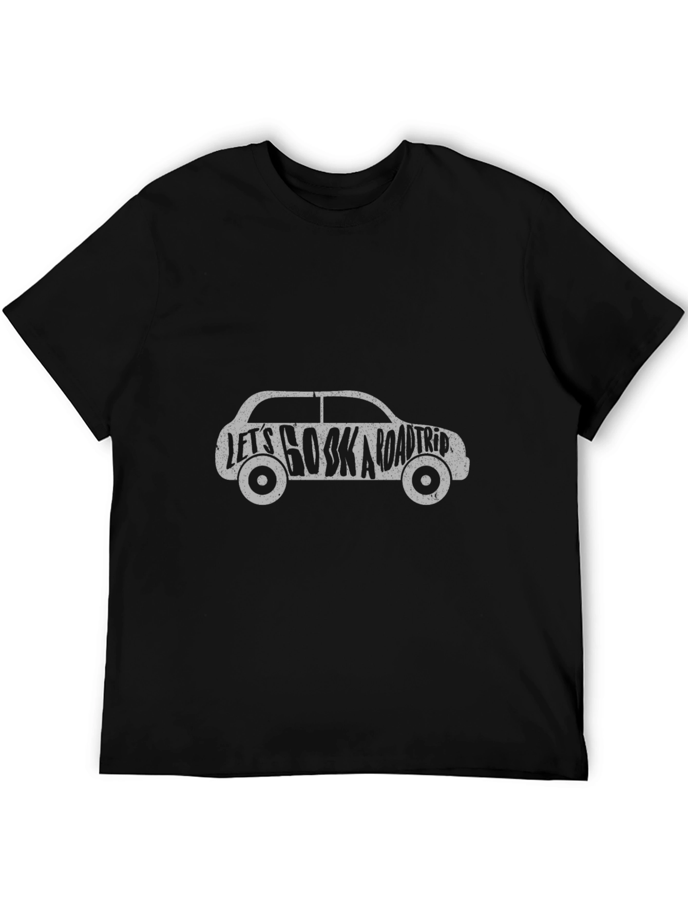 Road Trip Car Graphic Tee - Black Cotton T-Shirt