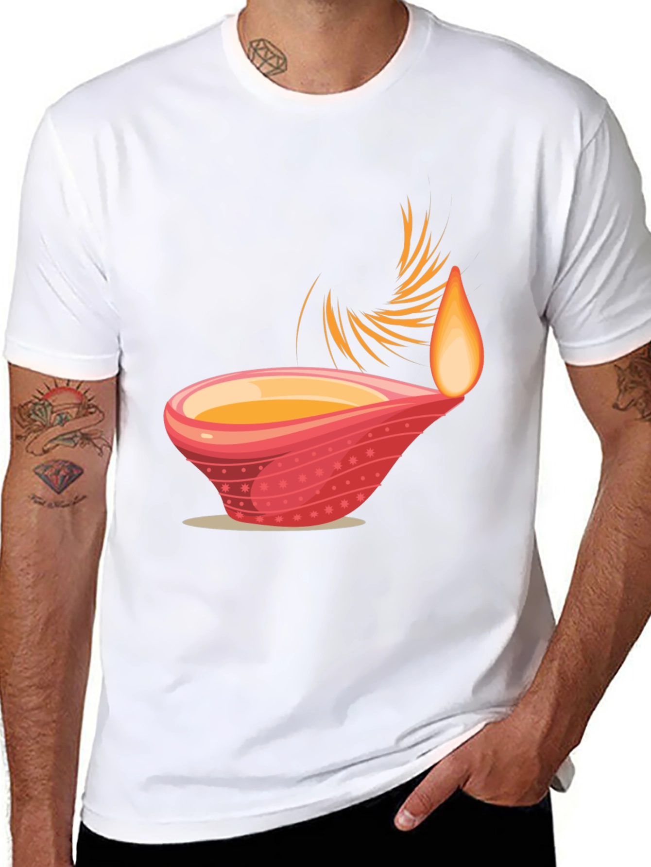 Diwali Inspired Graphic Tee - Black Cotton Blend