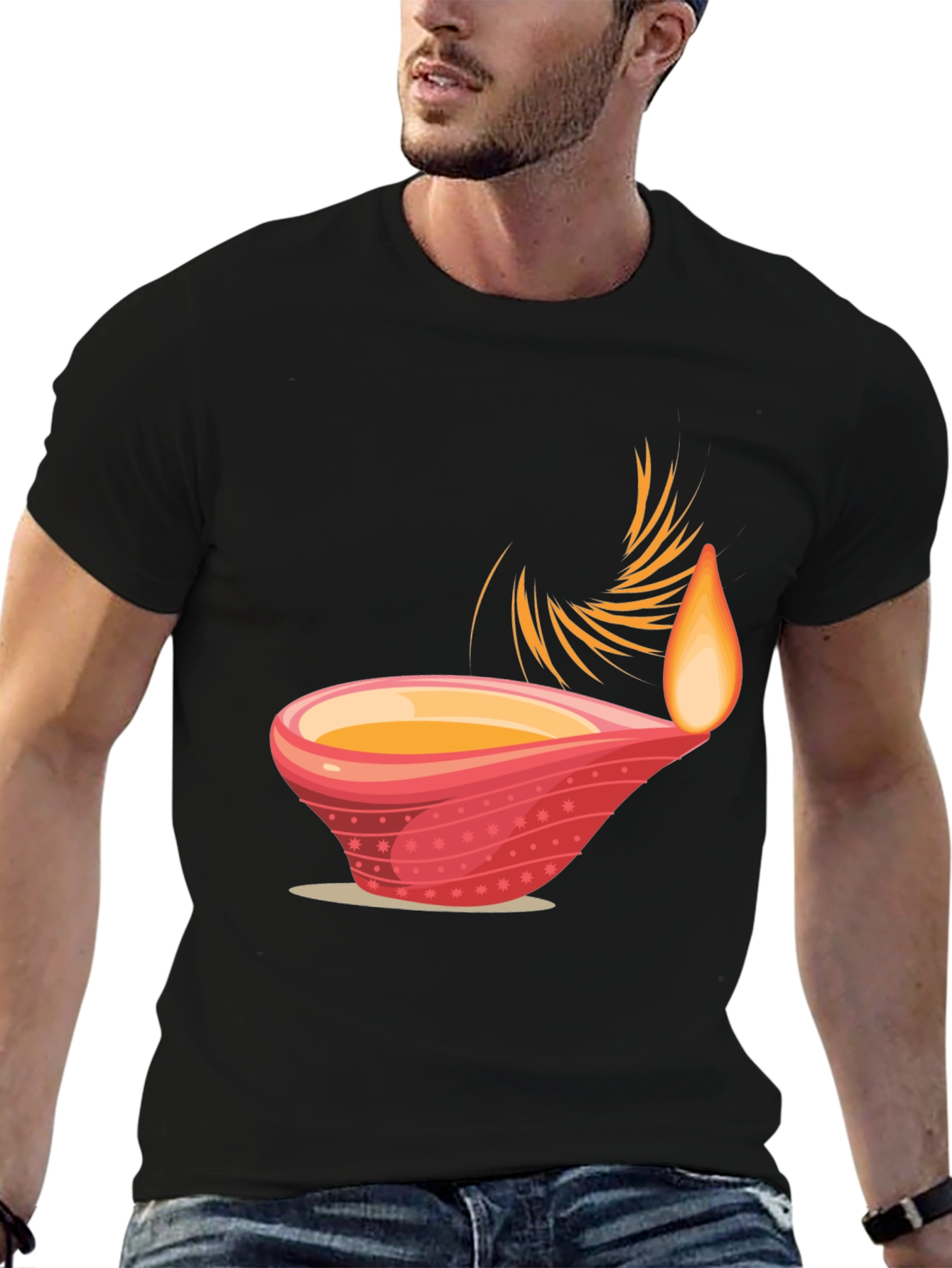 Diwali Inspired Graphic Tee - Black Cotton Blend