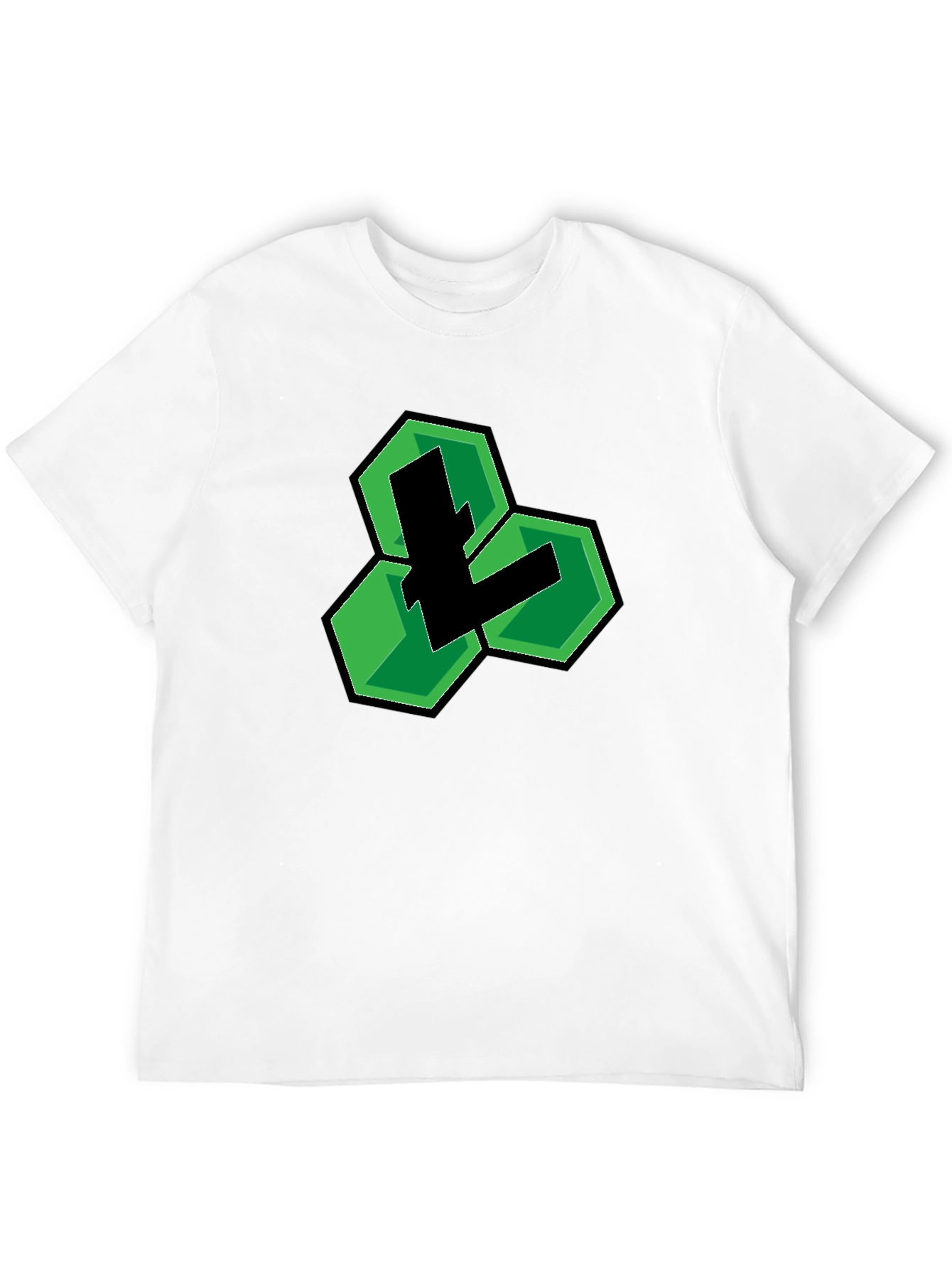 Black T-Shirt with Green Hexagon Logo