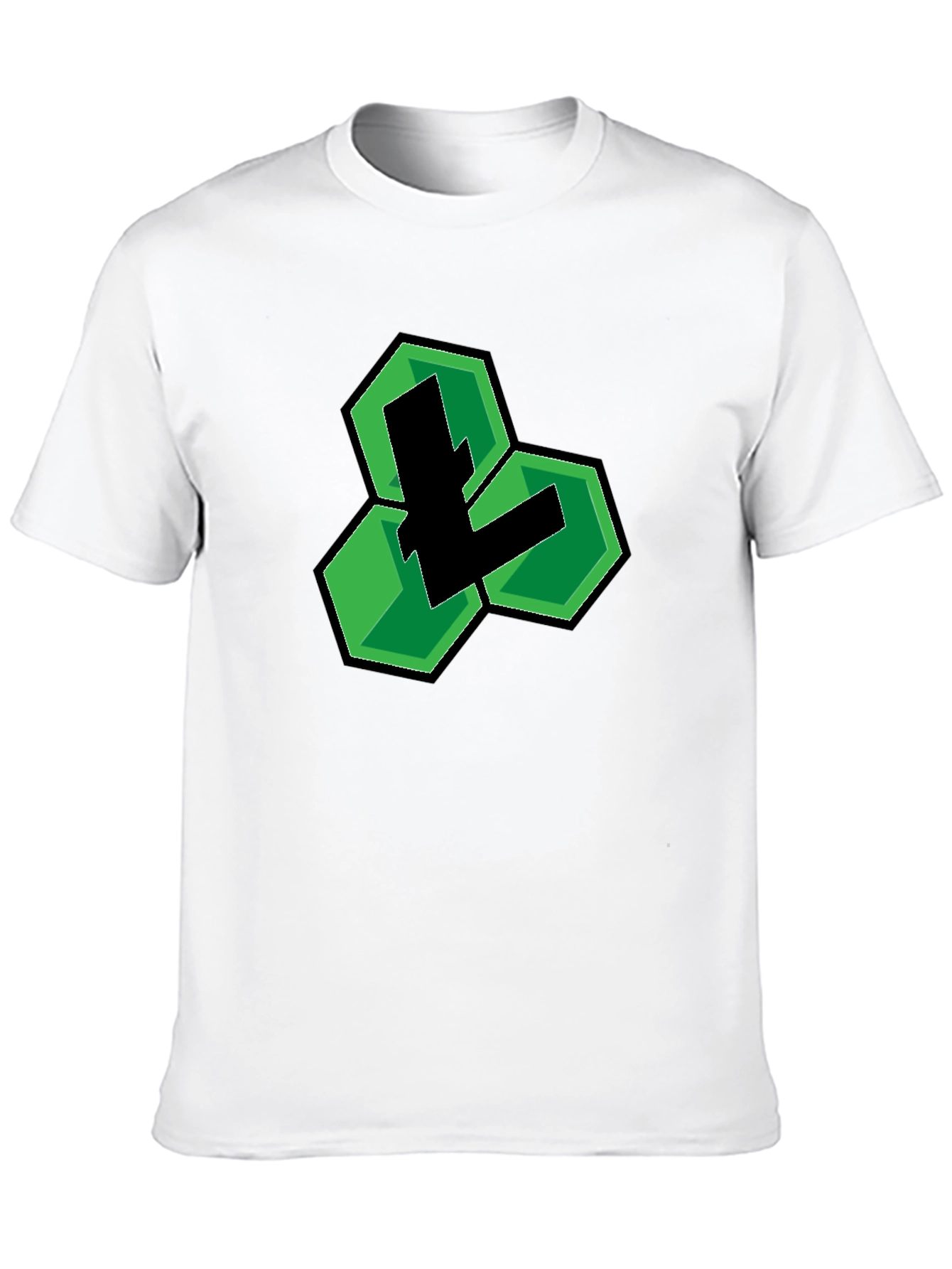 Black T-Shirt with Green Hexagon Logo