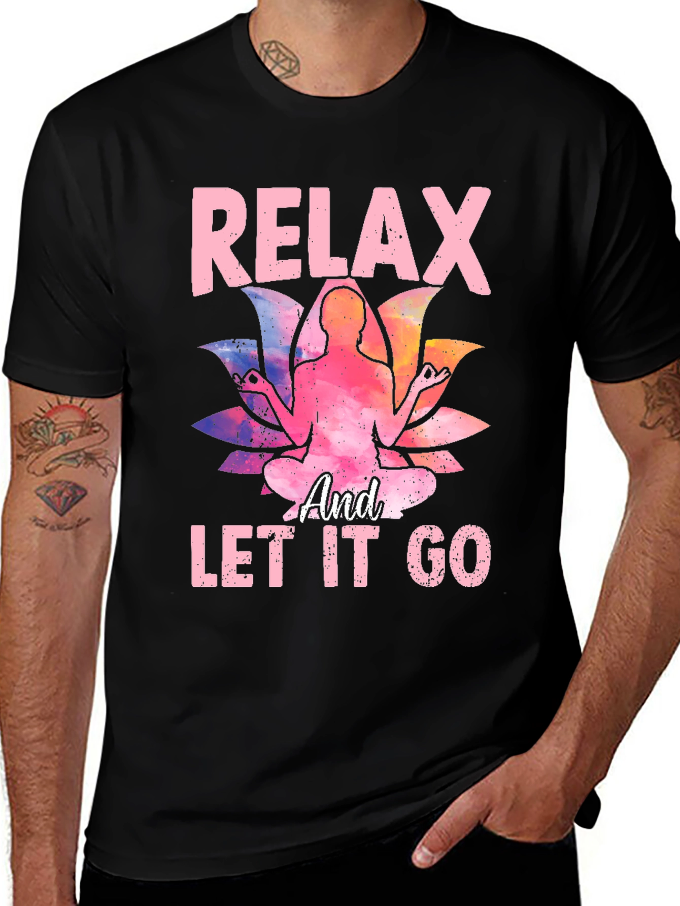 Relax and Let Go Graphic Tee Yoga Meditation Lotus