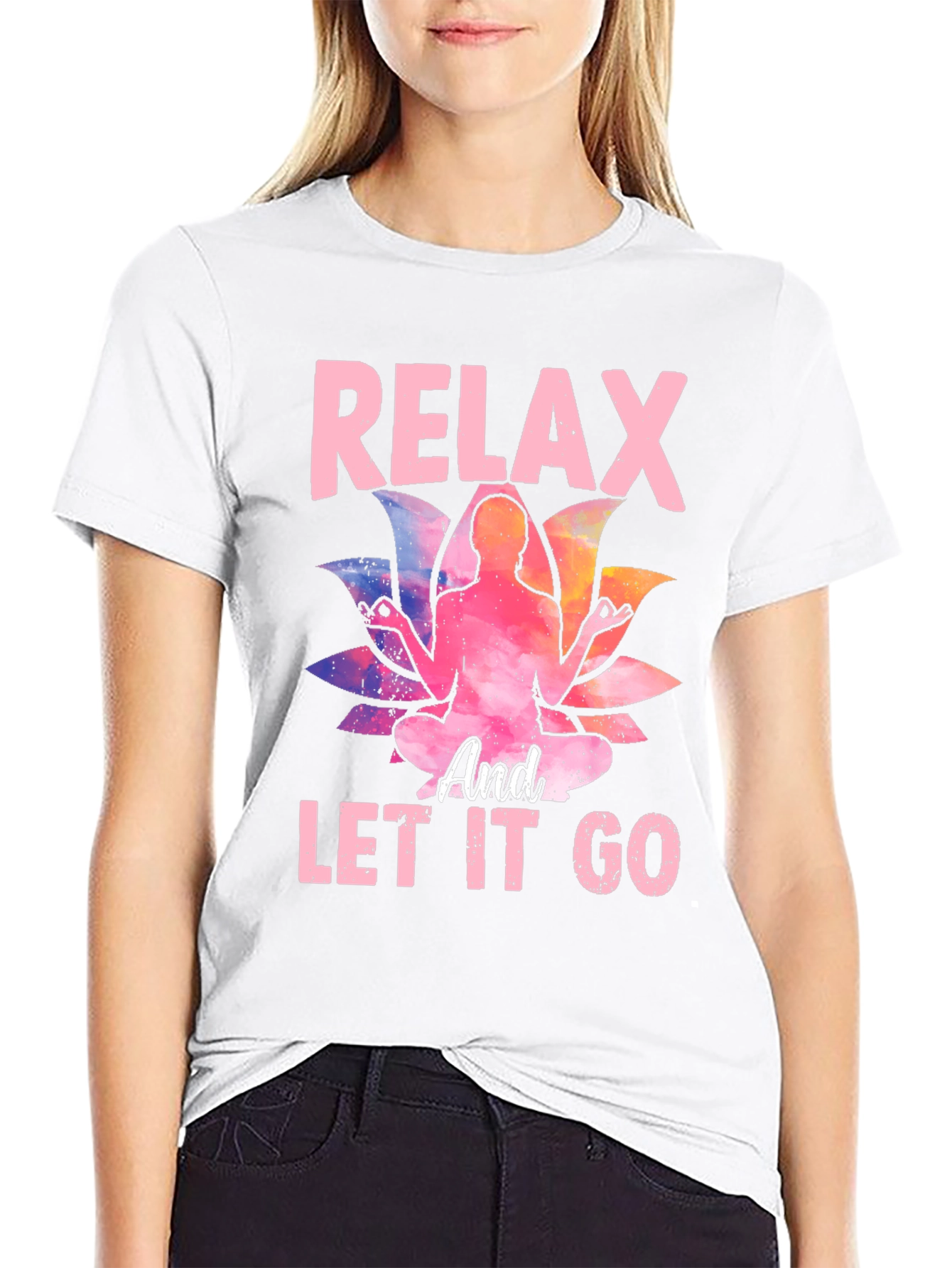 Relax and Let Go Graphic Tee Yoga Meditation Lotus