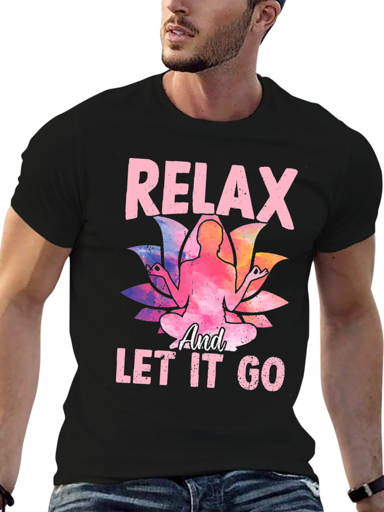 Relax and Let Go Graphic Tee Yoga Meditation Lotus