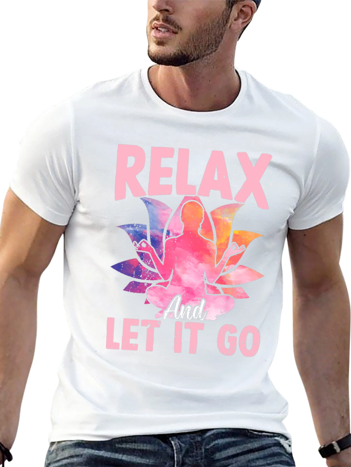 Relax and Let Go Graphic Tee Yoga Meditation Lotus