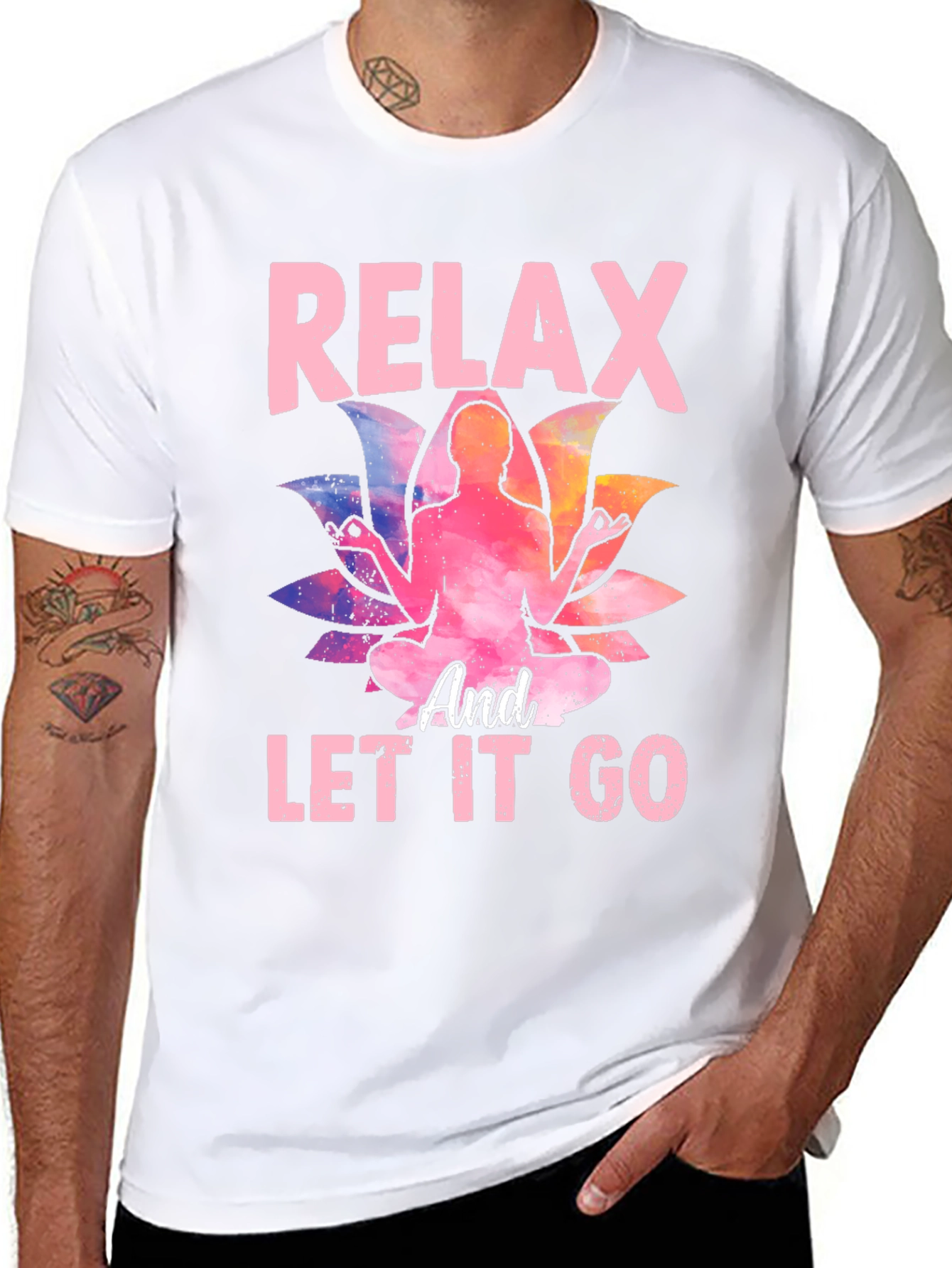 Relax and Let Go Graphic Tee Yoga Meditation Lotus
