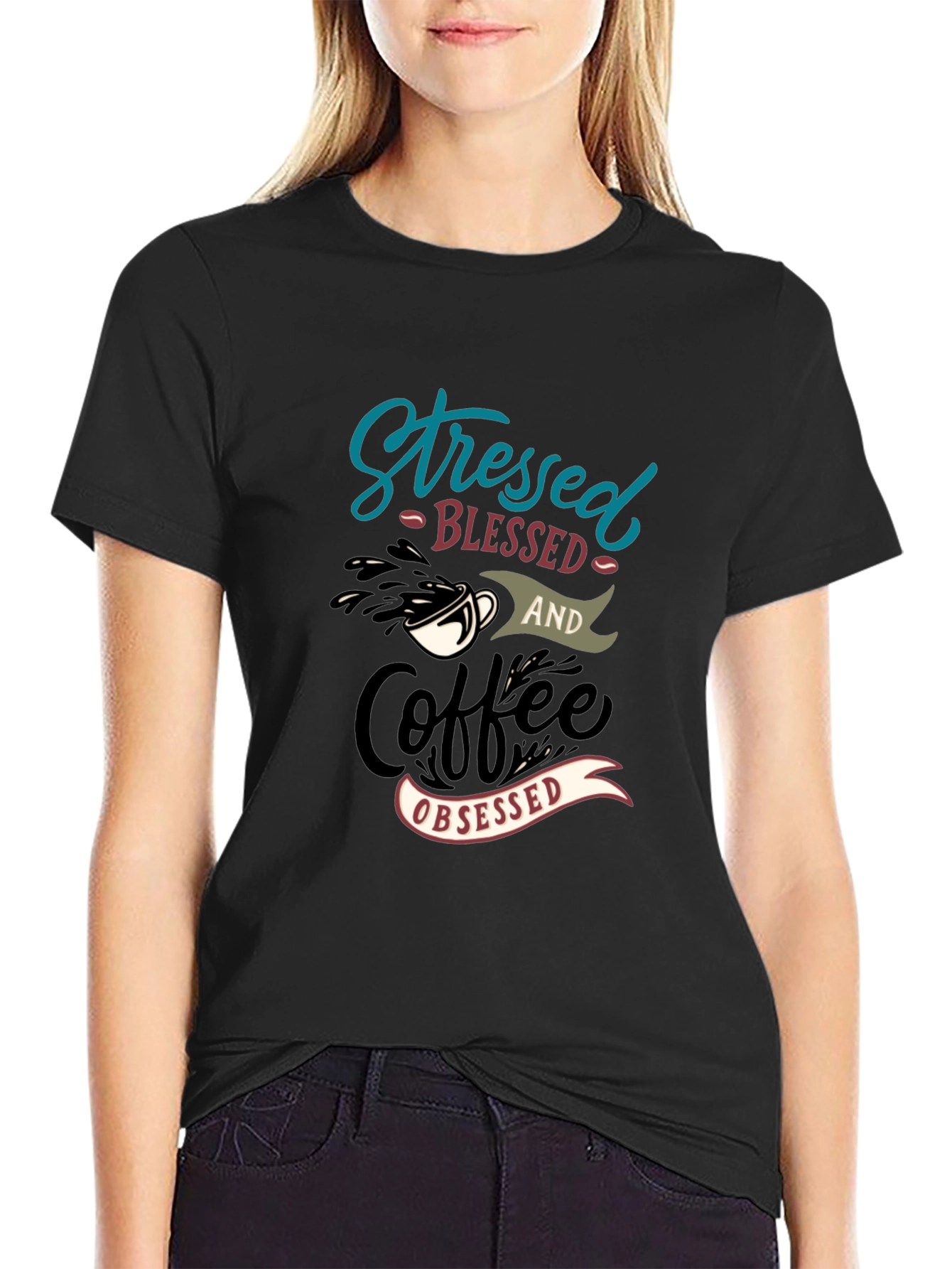 Stressed Blessed Coffee Obsessed T-Shirt