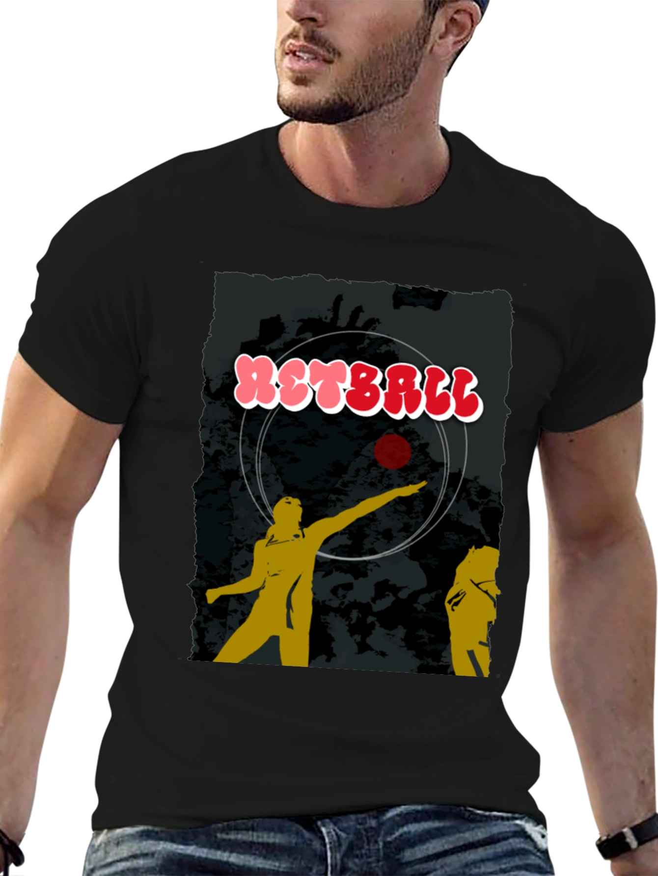 Netball Graphic T-Shirt - Black Cotton Tee