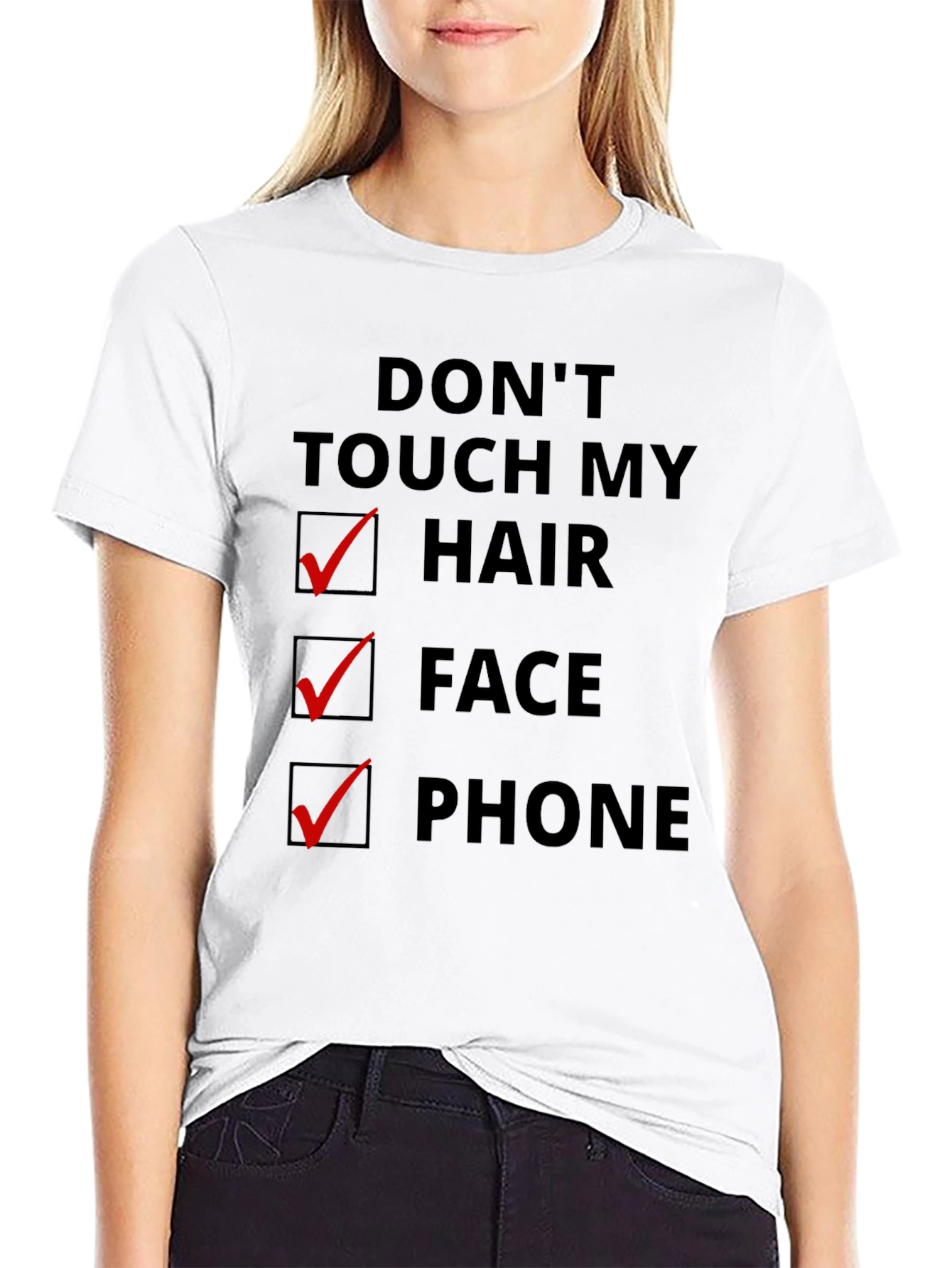 Dont Touch My Hair Face Phone Graphic T-Shirt