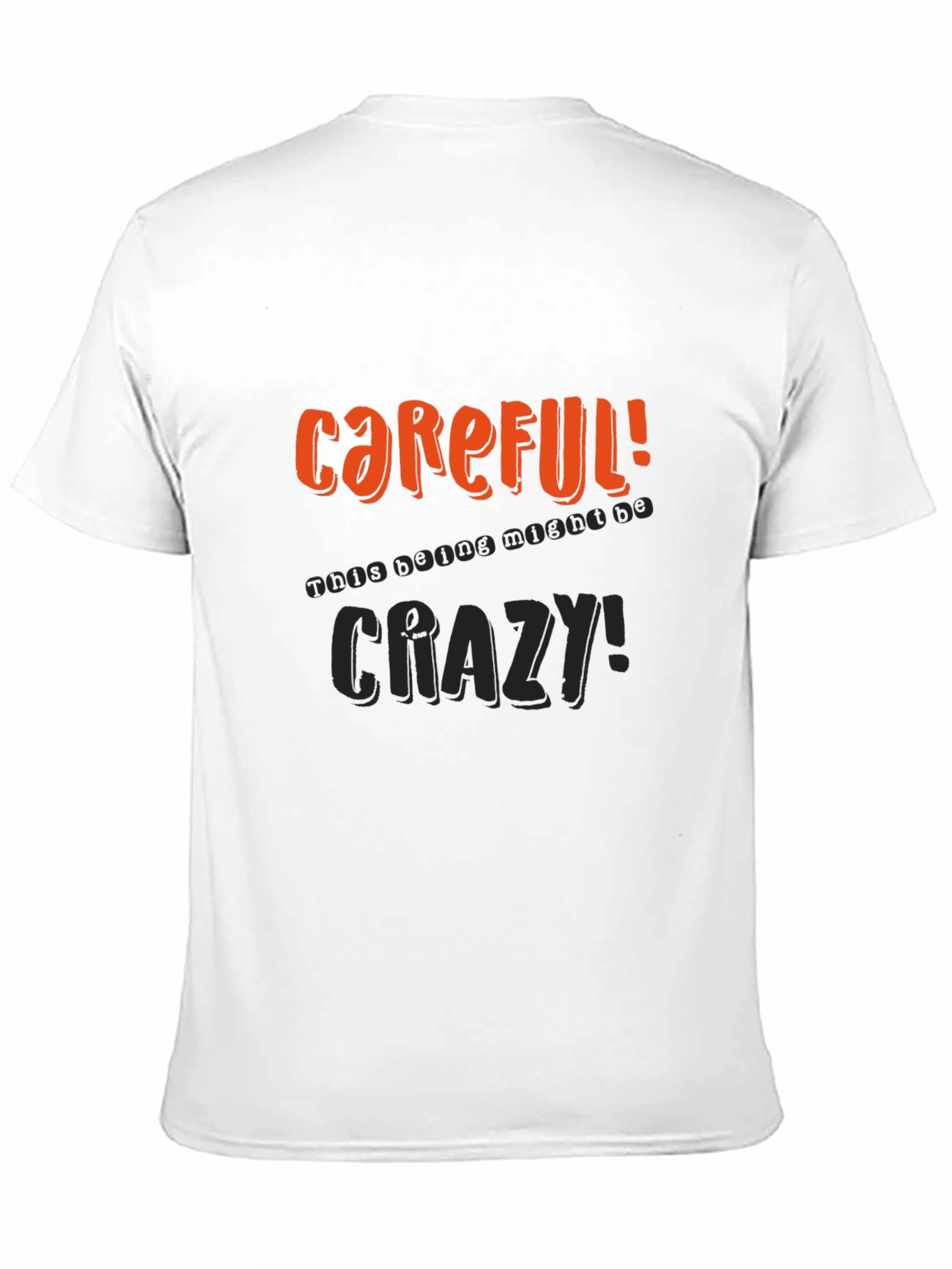 Careful Crazy Graphic Print Mens Black Tee
