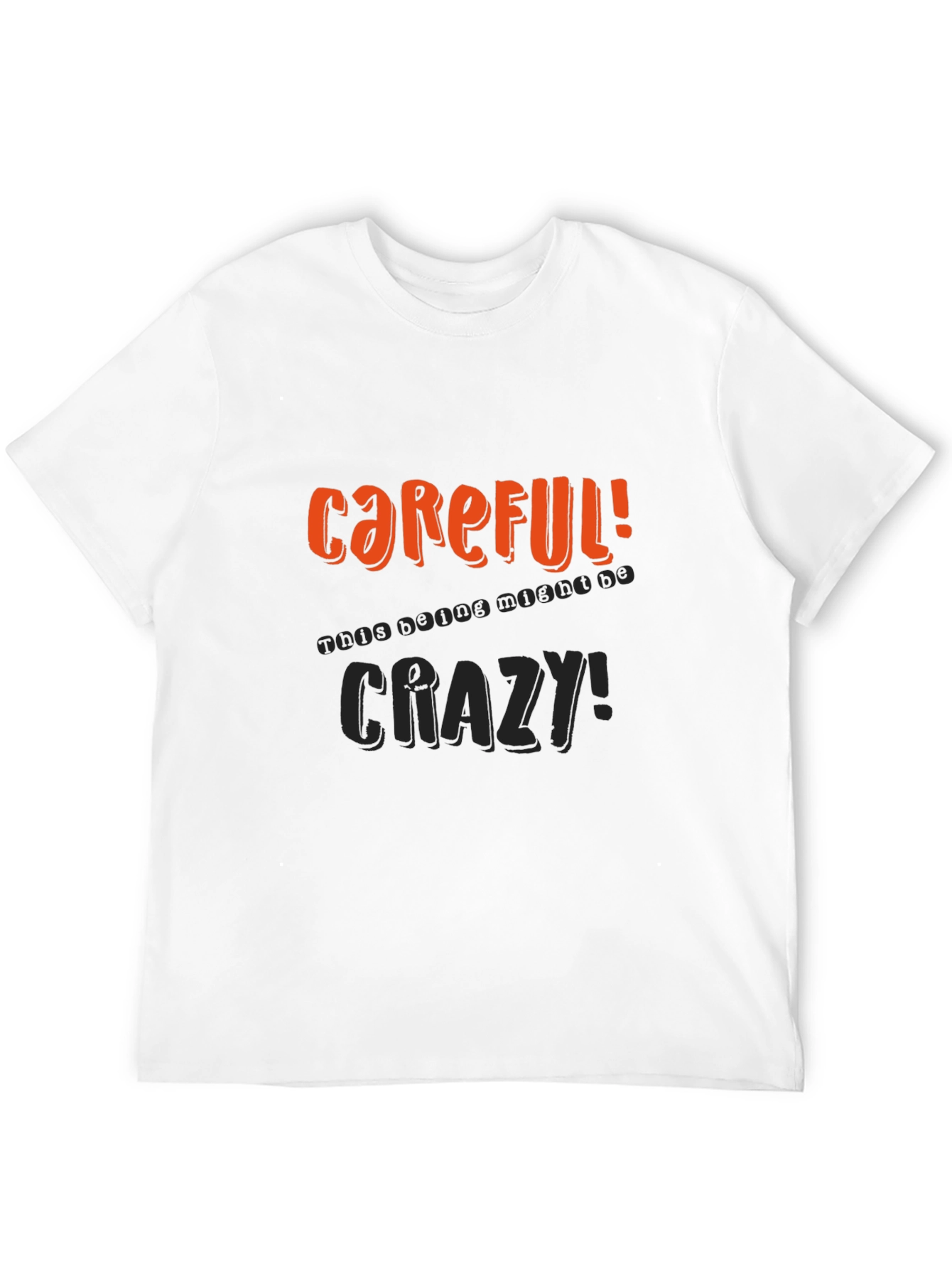 Careful Crazy Graphic Print Mens Black Tee