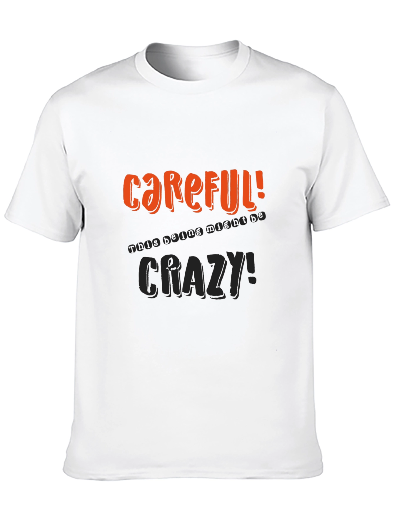 Careful Crazy Graphic Print Mens Black Tee