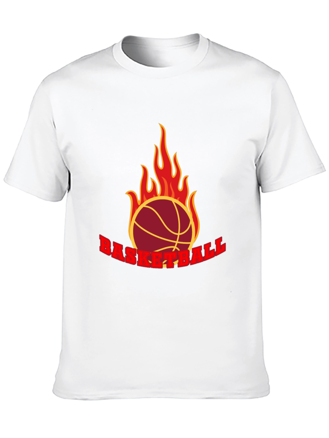 Flaming Basketball Graphic T-Shirt - Black