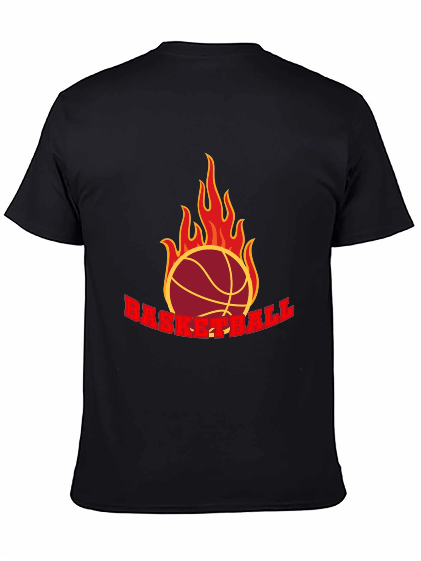 Flaming Basketball Graphic T-Shirt - Black