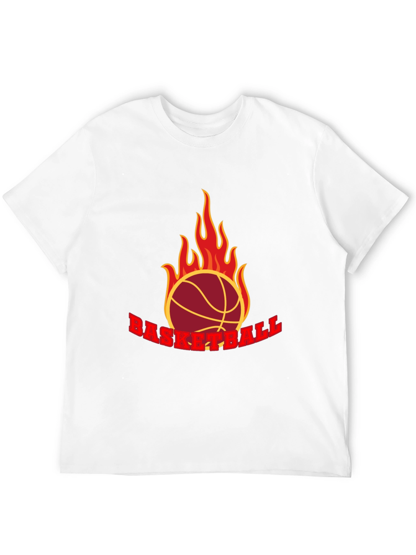 Flaming Basketball Graphic T-Shirt - Black
