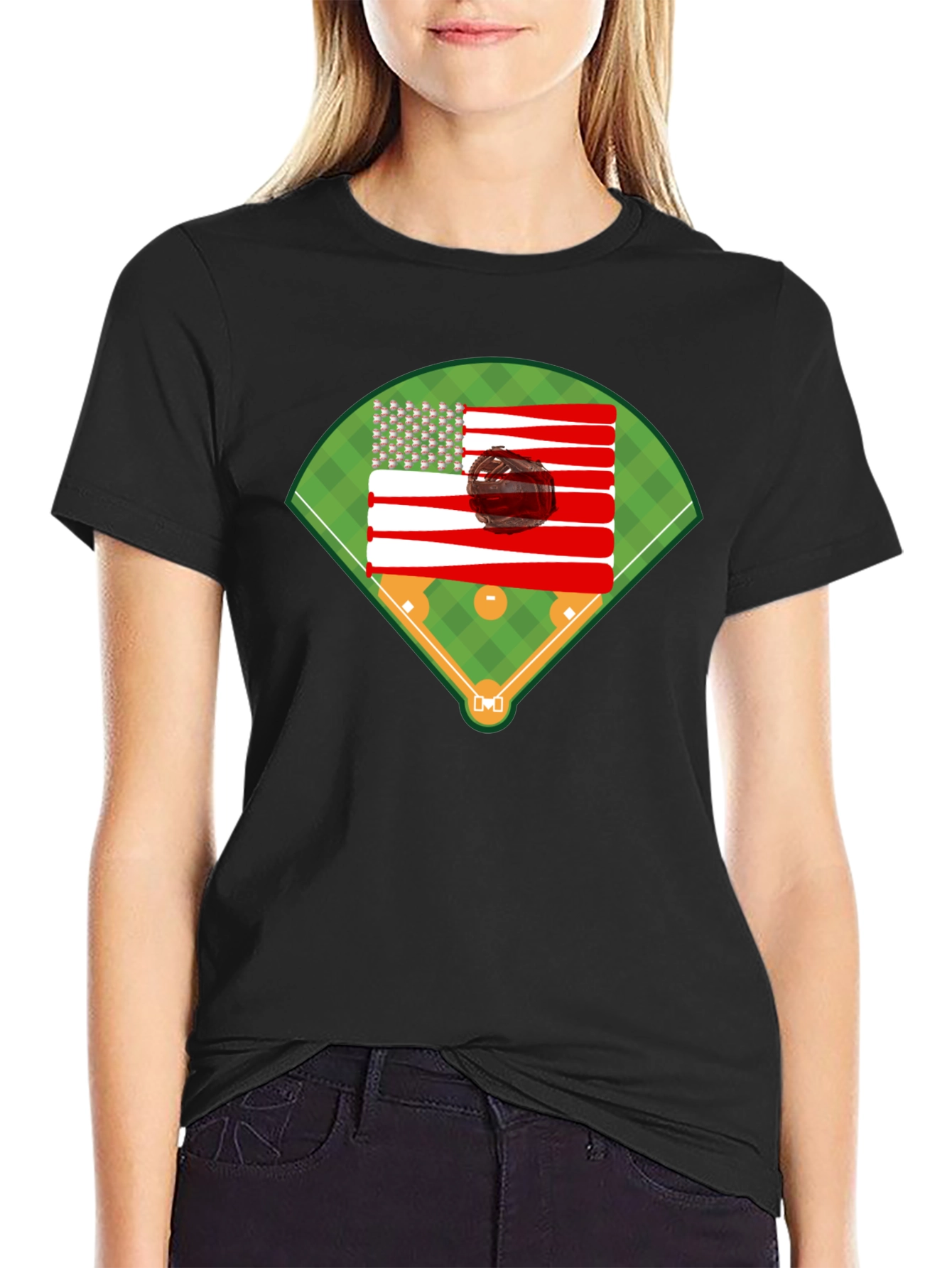 Baseball American Flag T-Shirt