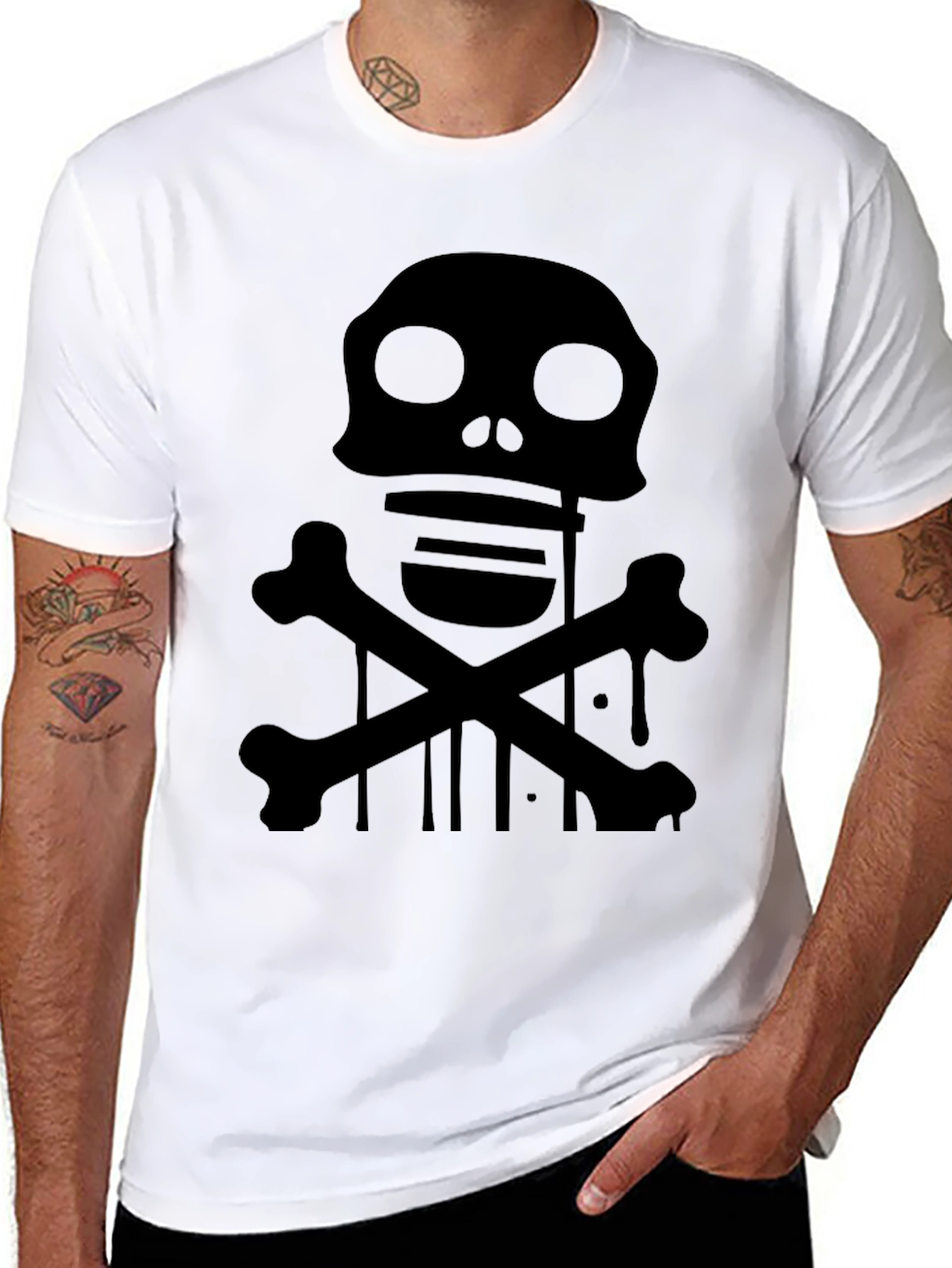 Skull & Crossbones Graphic T-Shirt - Black