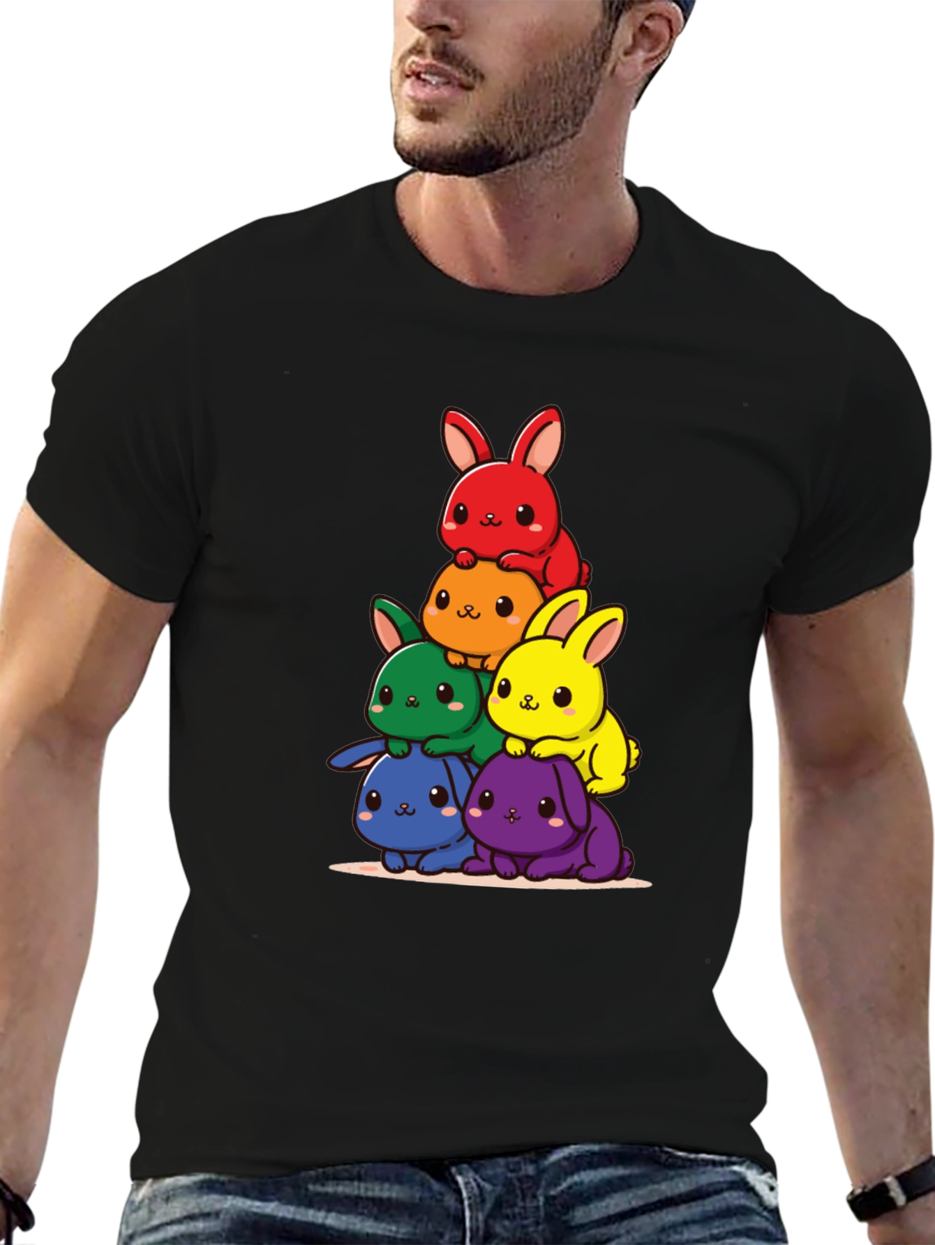 Rainbow Bunny Stack Graphic Tee