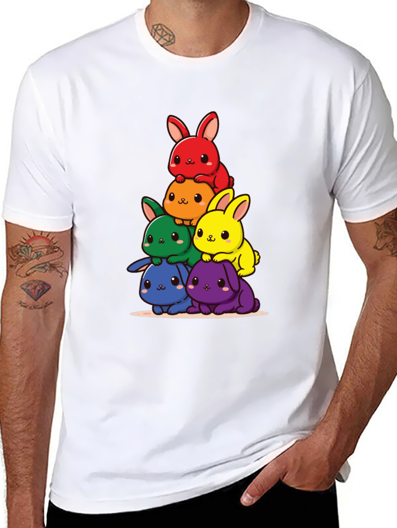 Rainbow Bunny Stack Graphic Tee
