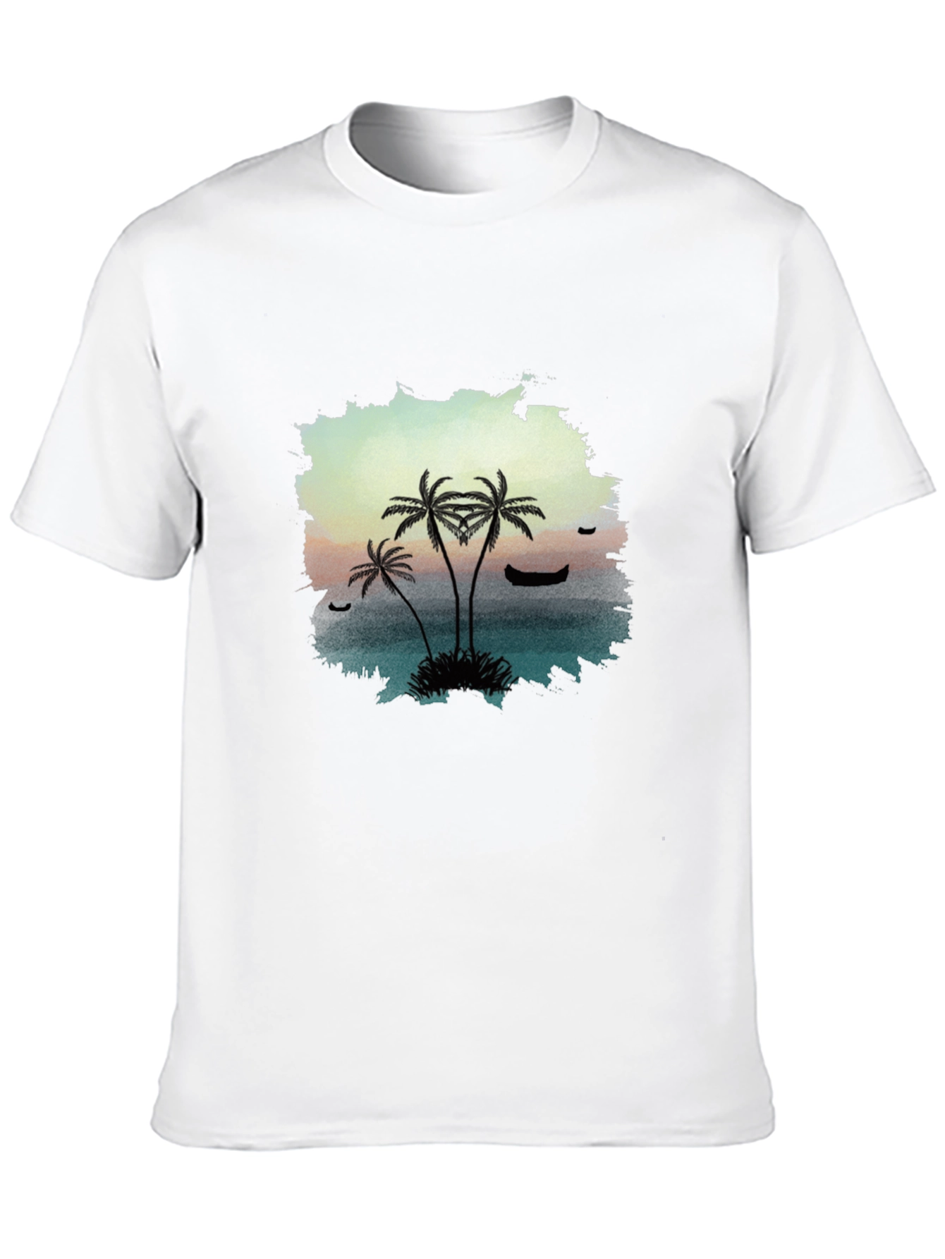 Tropical Palm Tree Graphic Black T-Shirt