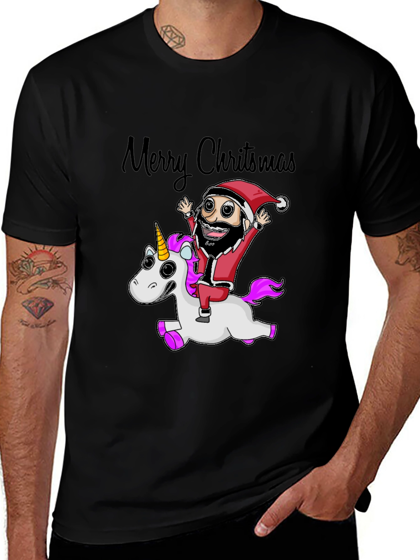 Merry Christmas Santa Riding Unicorn T-Shirt