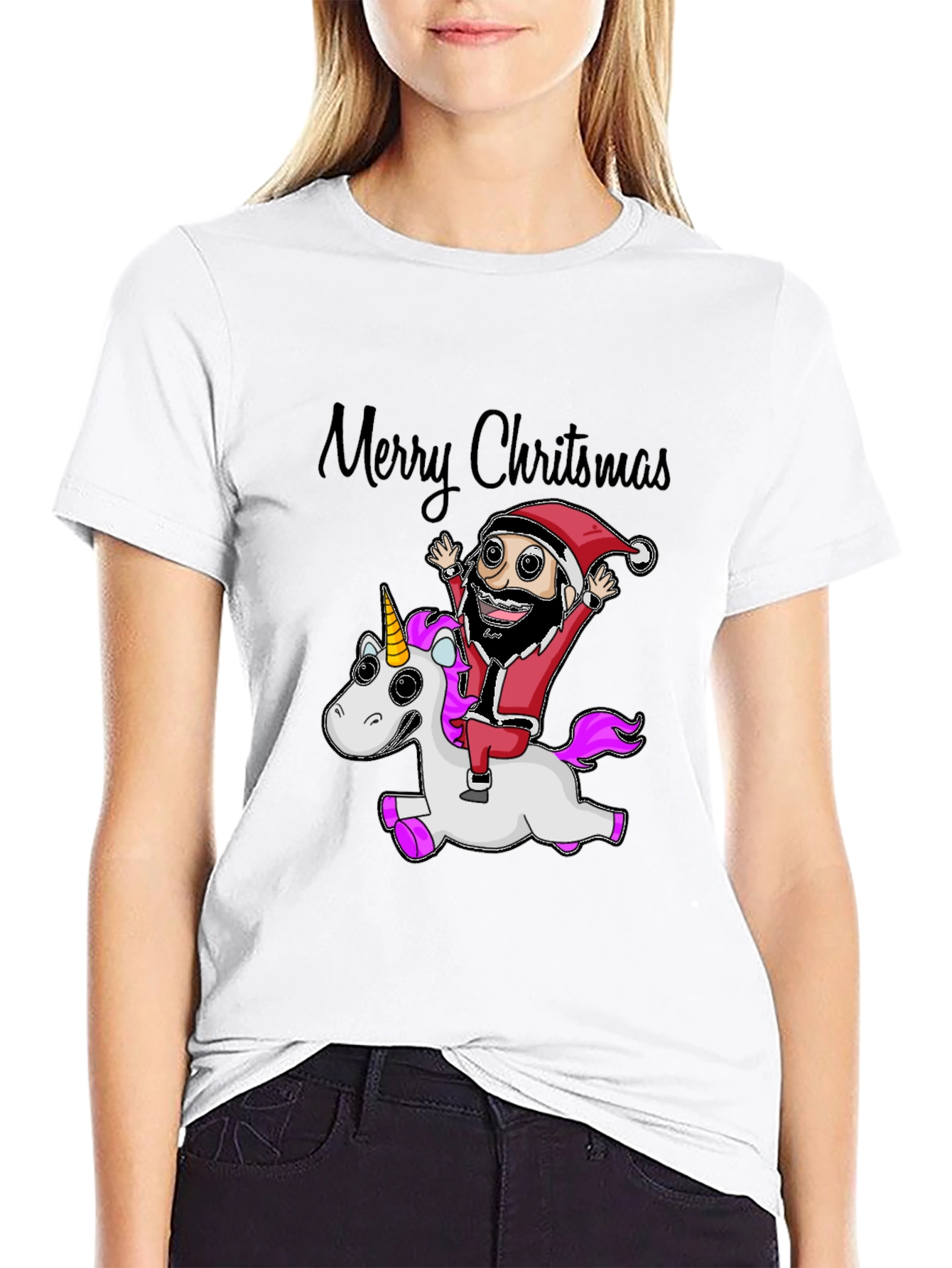 Merry Christmas Santa Riding Unicorn T-Shirt