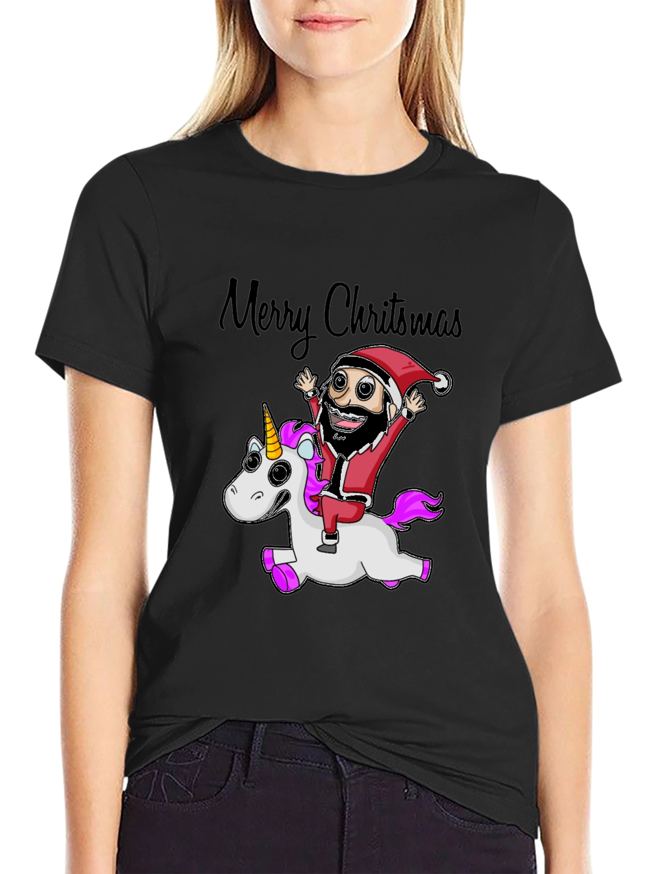 Merry Christmas Santa Riding Unicorn T-Shirt