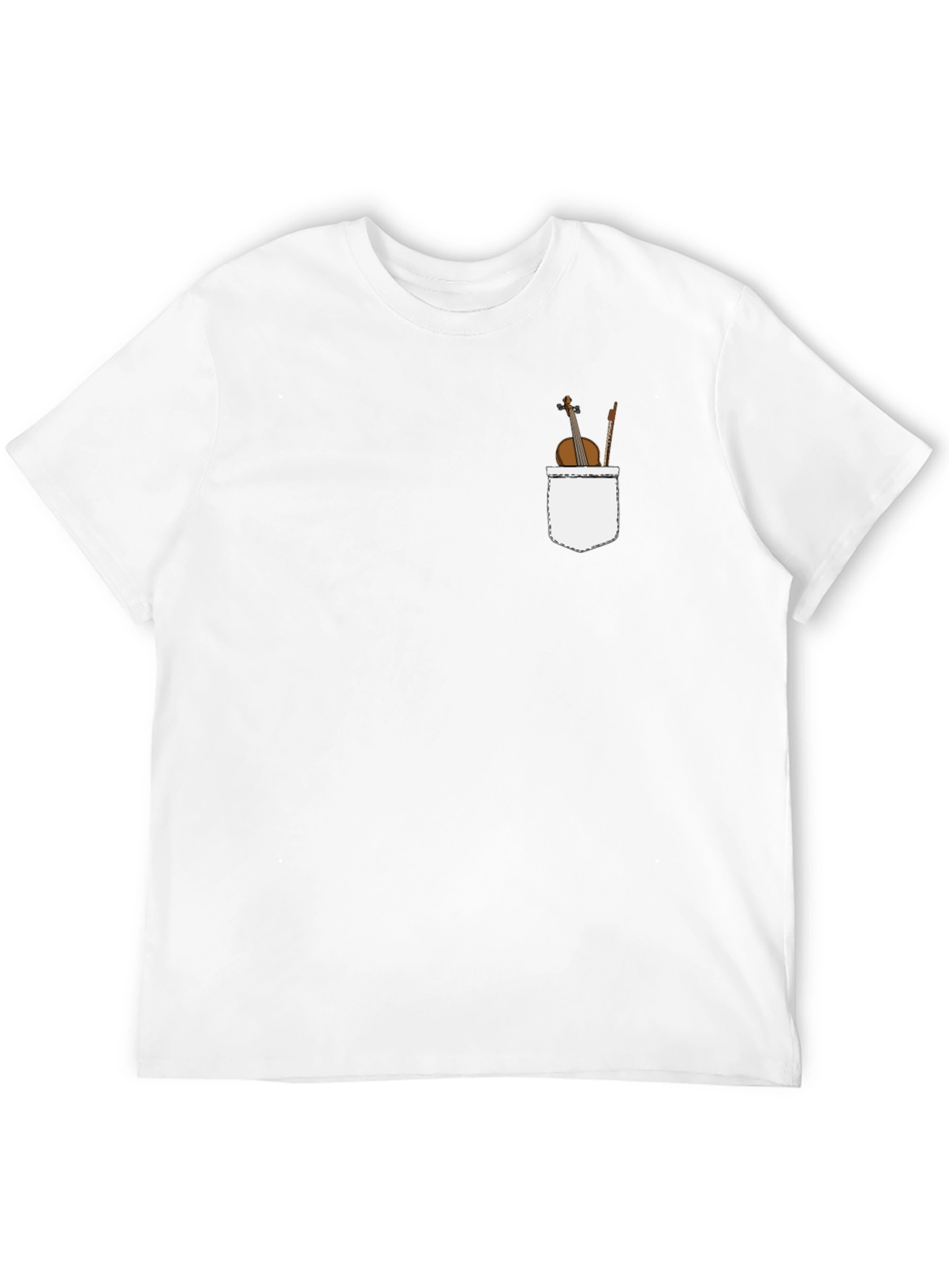 Violin Pocket Print Black T-Shirt