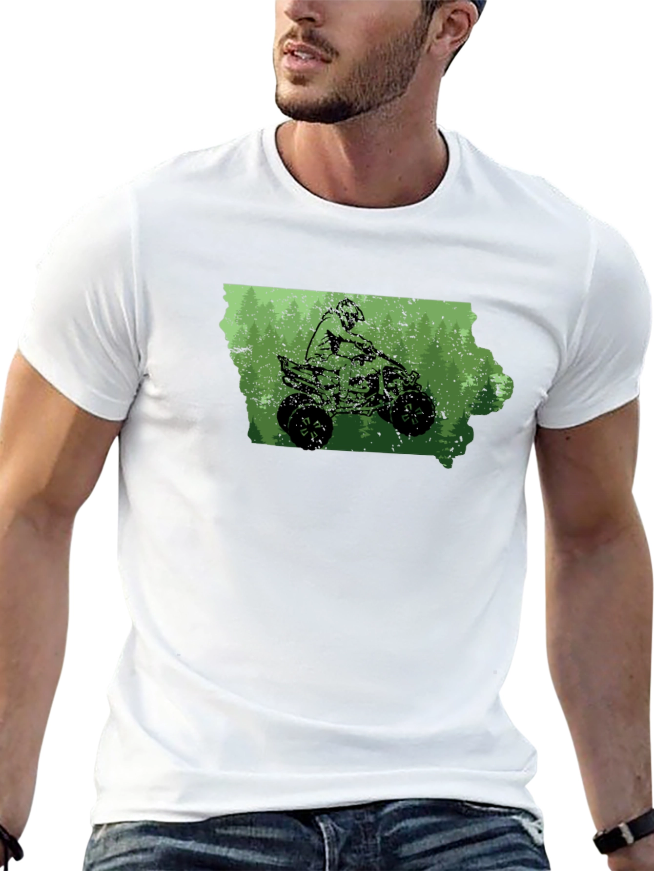 Iowa ATV Rider T-Shirt - Green Graphic Tee