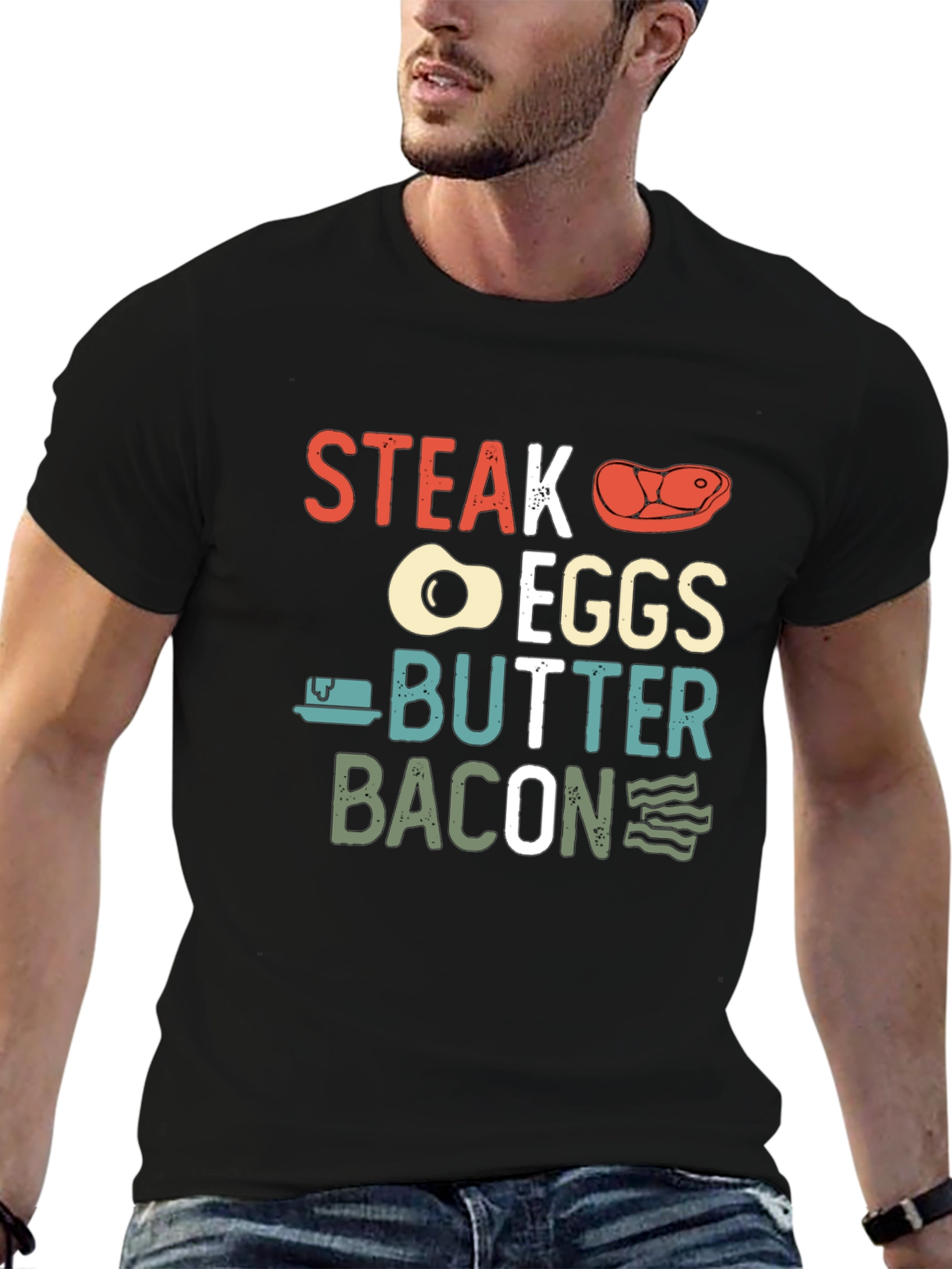 Steak Eggs Butter Bacon Graphic T-Shirt