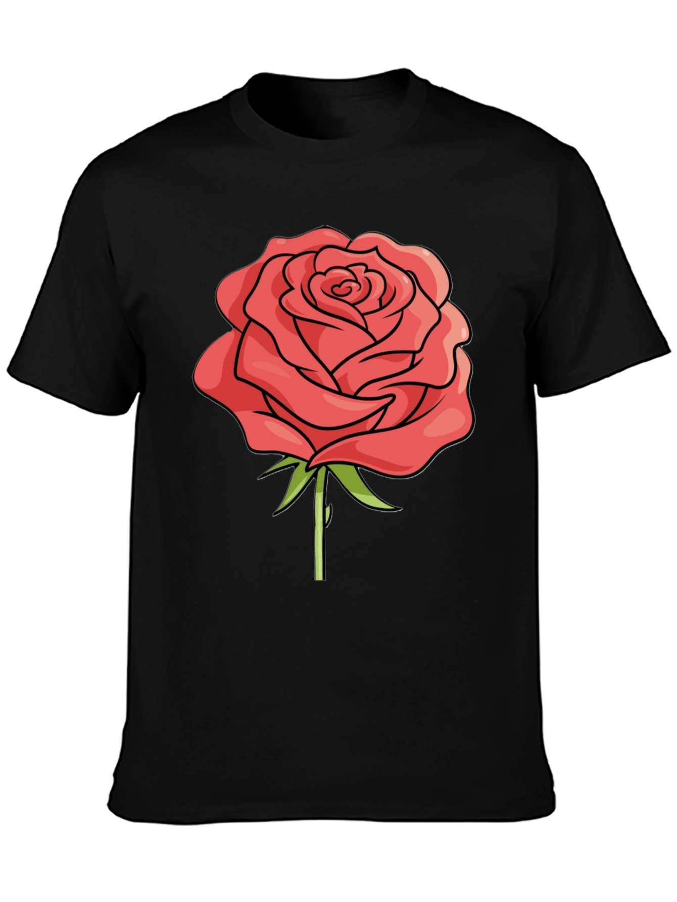 Rose Graphic Black T-Shirt - Casual Style