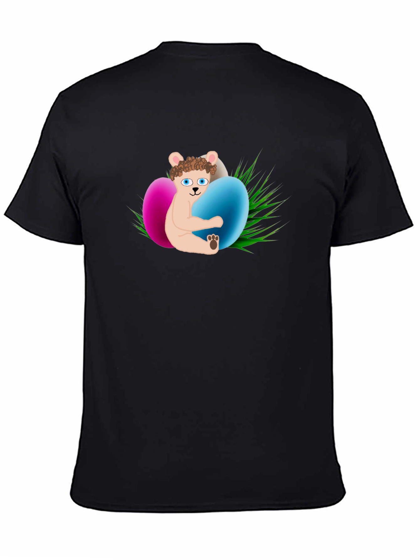 Easter Bear Hugs Eggs Black T-Shirt