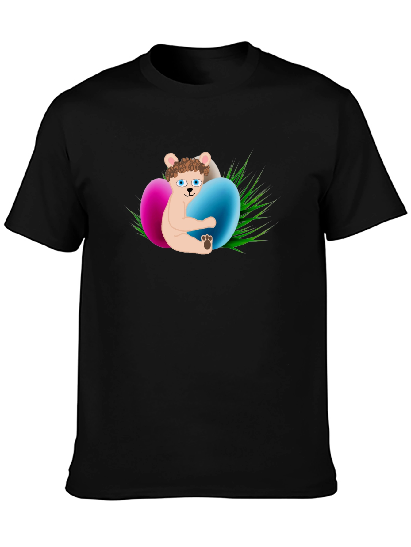 Easter Bear Hugs Eggs Black T-Shirt