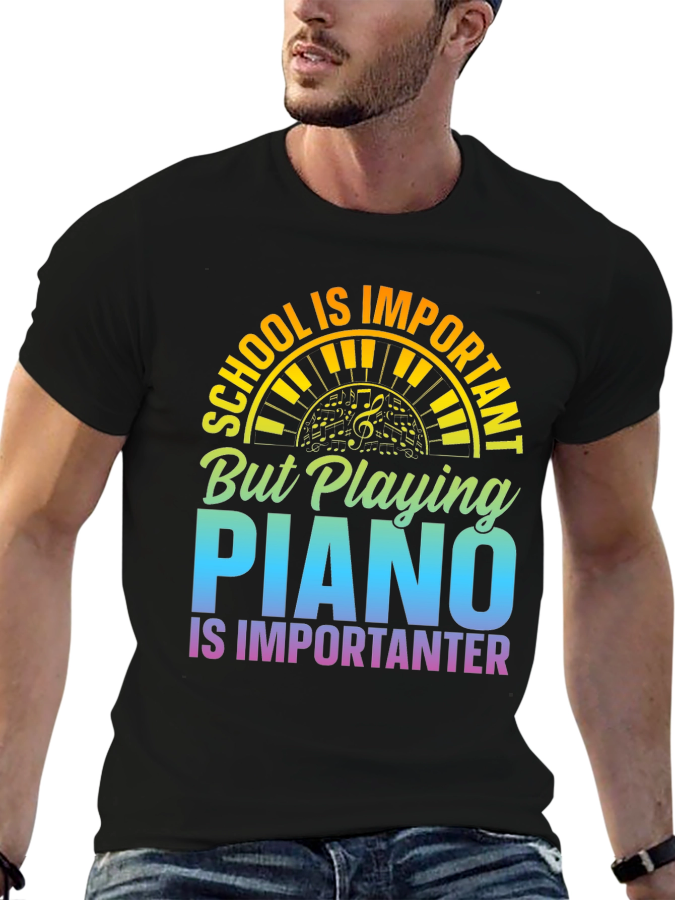 Piano is Importanter Black T-Shirt