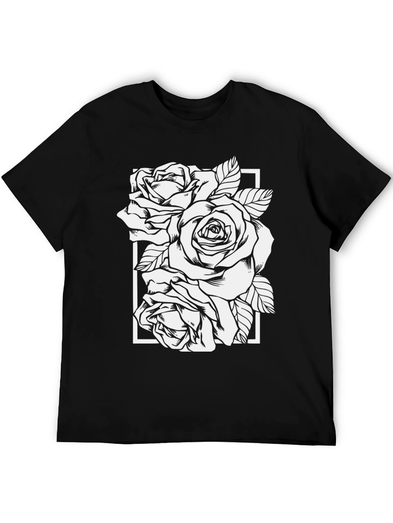 Black Rose Graphic Tee - Modern Floral Design