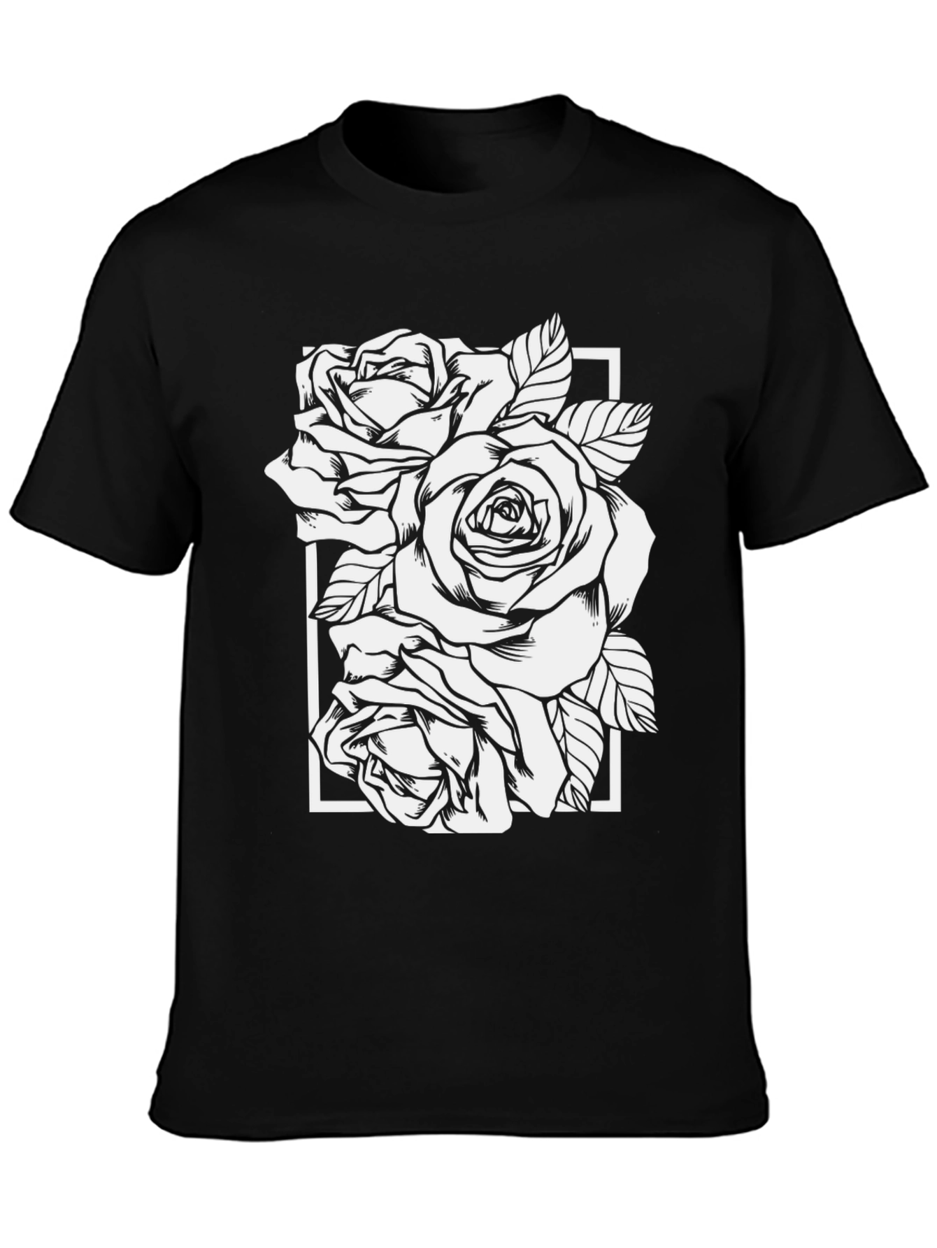 Black Rose Graphic Tee - Modern Floral Design