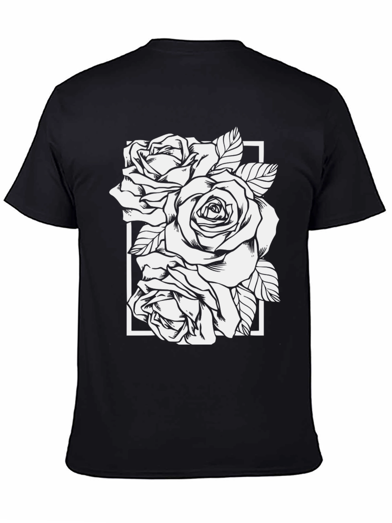 Black Rose Graphic Tee - Modern Floral Design