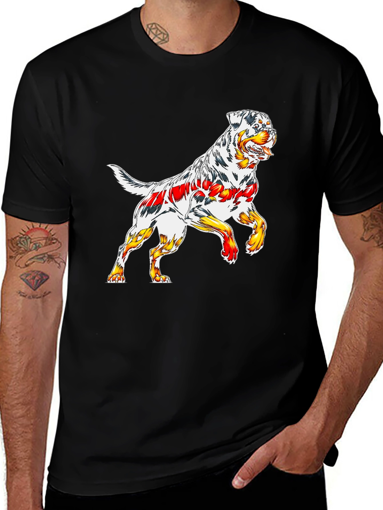 Cool Rottweiler Graphic Tee - Black Cotton