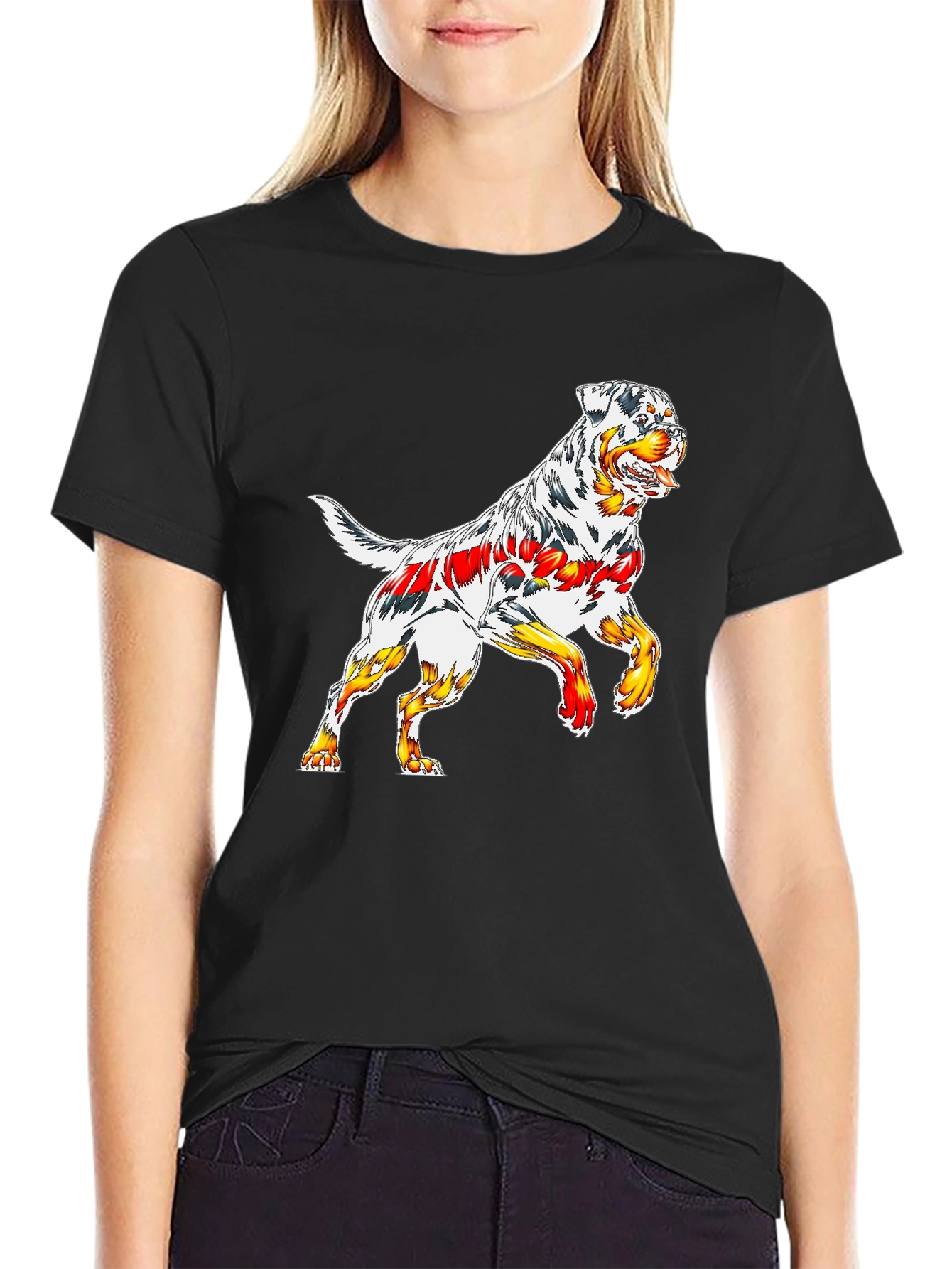 Cool Rottweiler Graphic Tee - Black Cotton