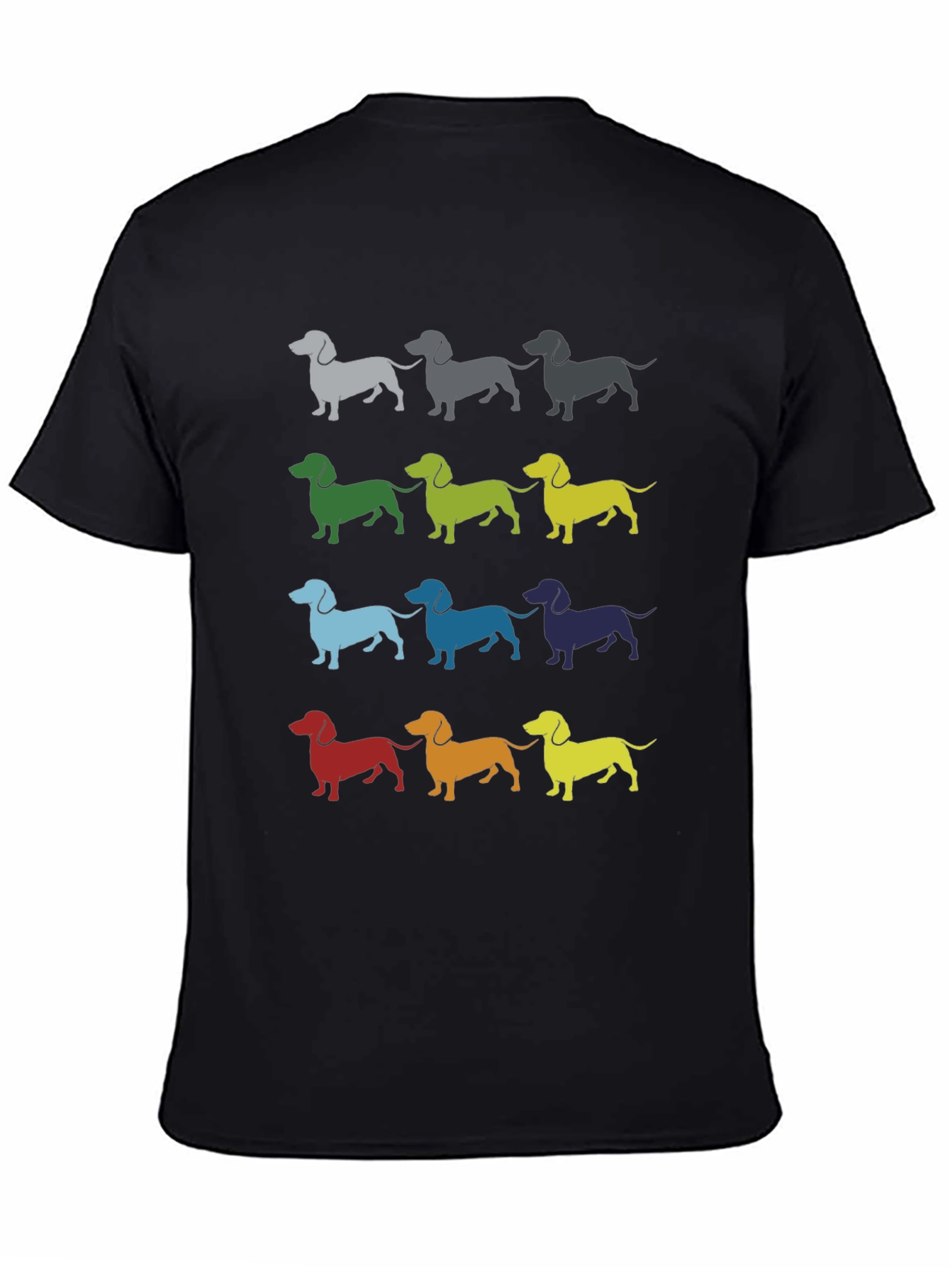 Dachshund Pattern Mens Black T-Shirt