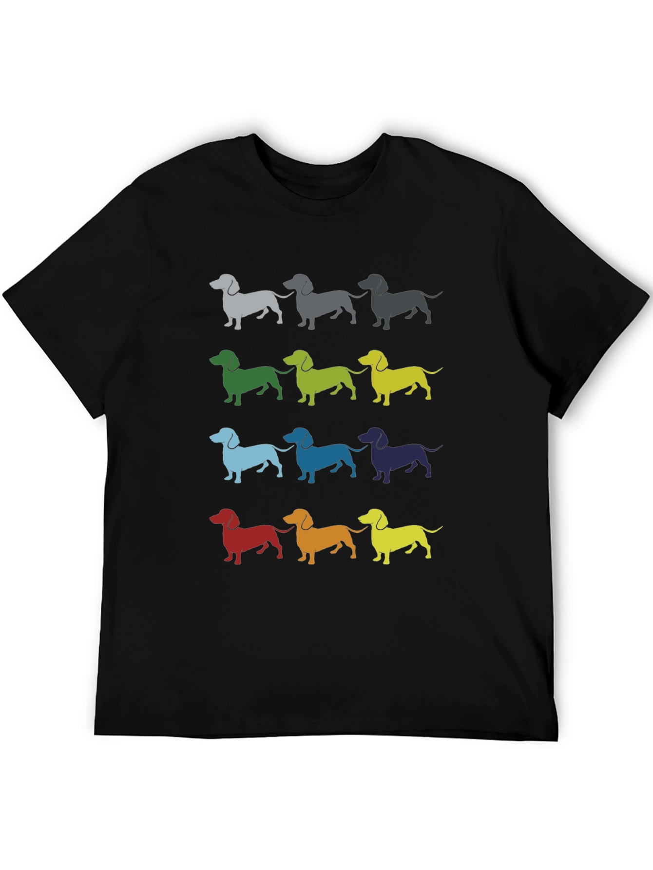 Dachshund Pattern Mens Black T-Shirt